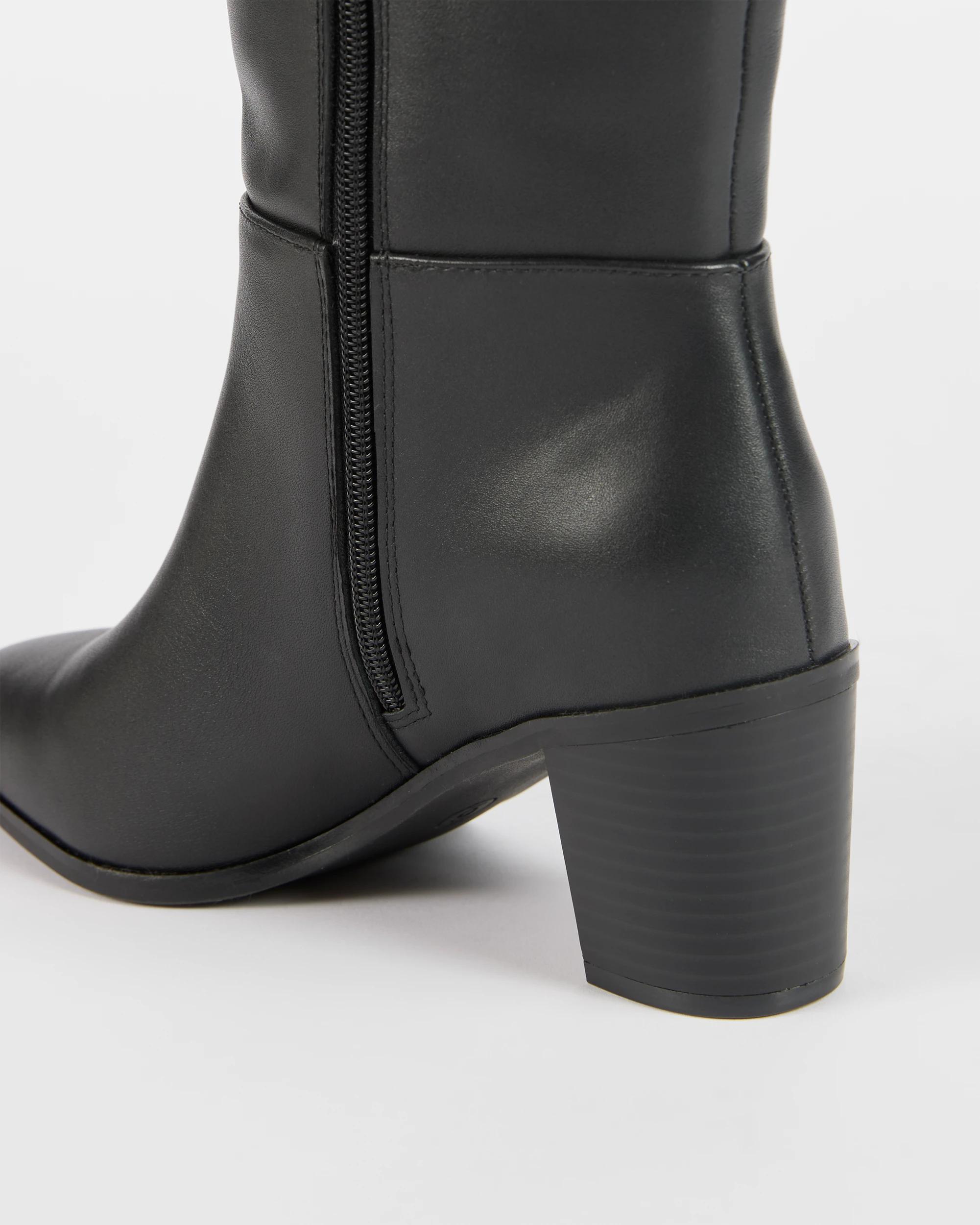 3 Target Woman Genuine Leather Block Heel Long Boot - Rose BLACK, 3 of 3