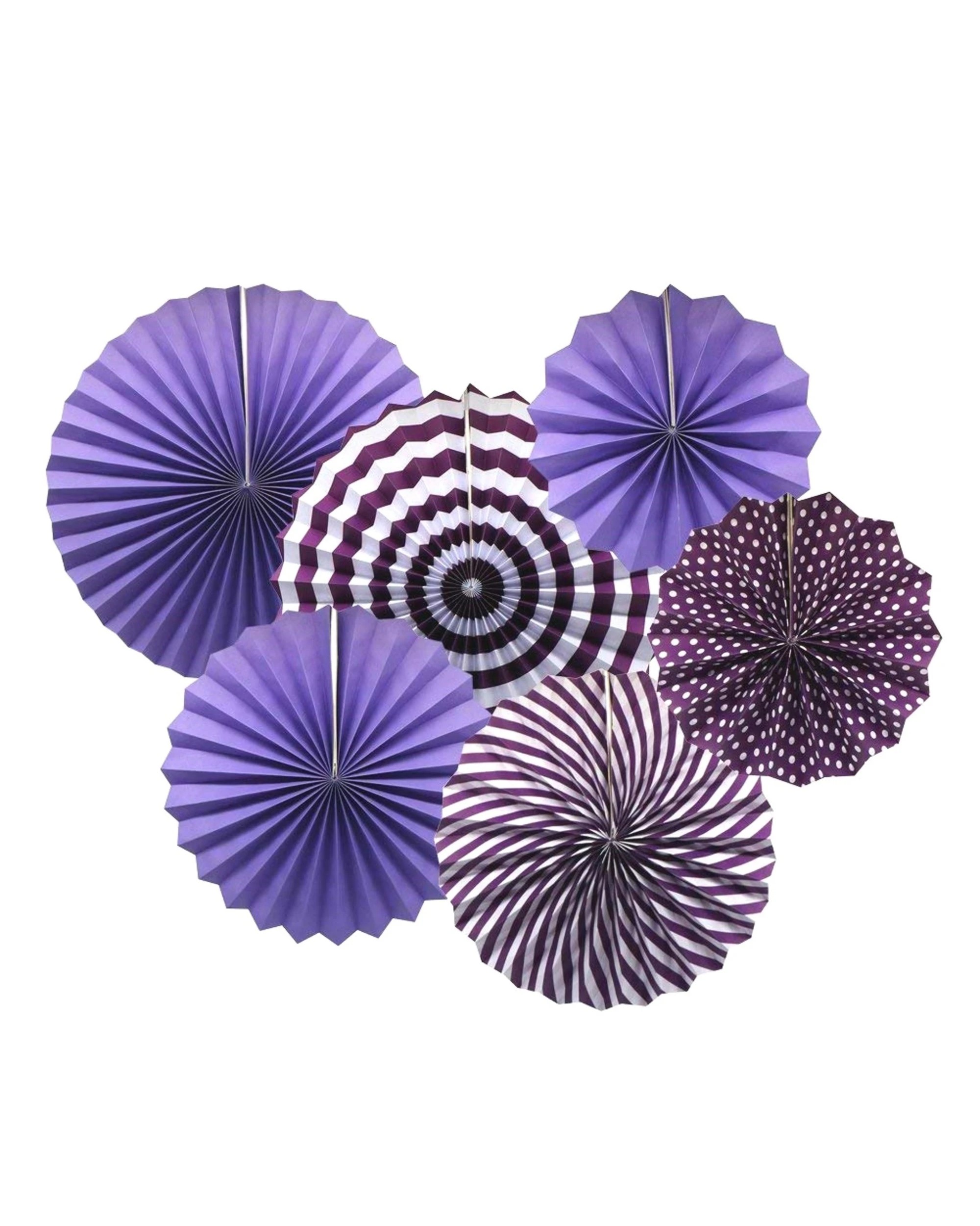 1 Partyrama Purple Paper Fan Decorations Pack of 6 - Purple, 1 of 3