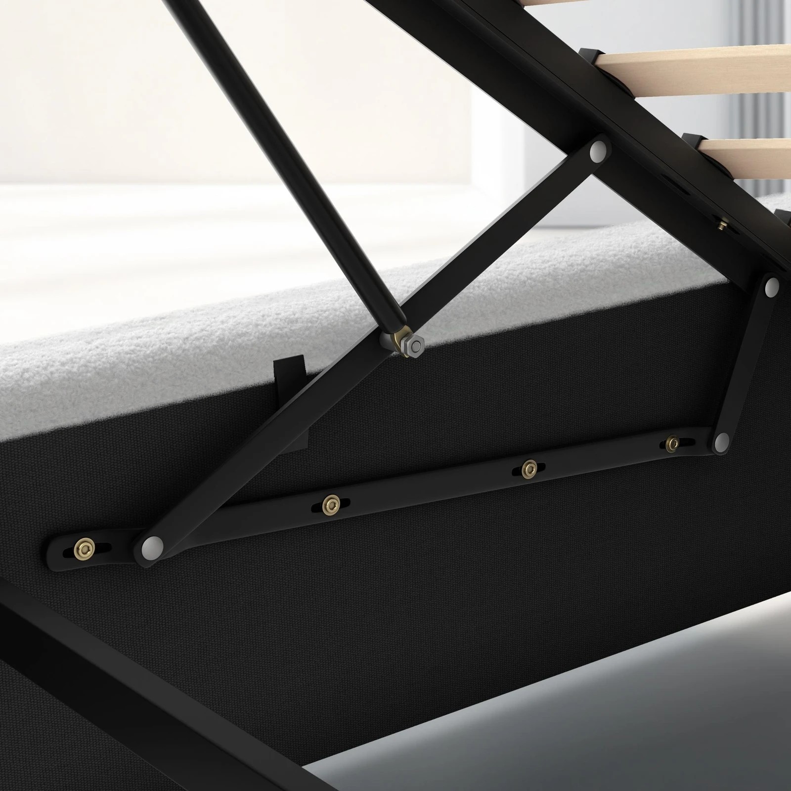 9 Alfordson Bed Frame Single Size Platform RGB LED Gas Lift Base Storage Boucle - White, 9 of 10