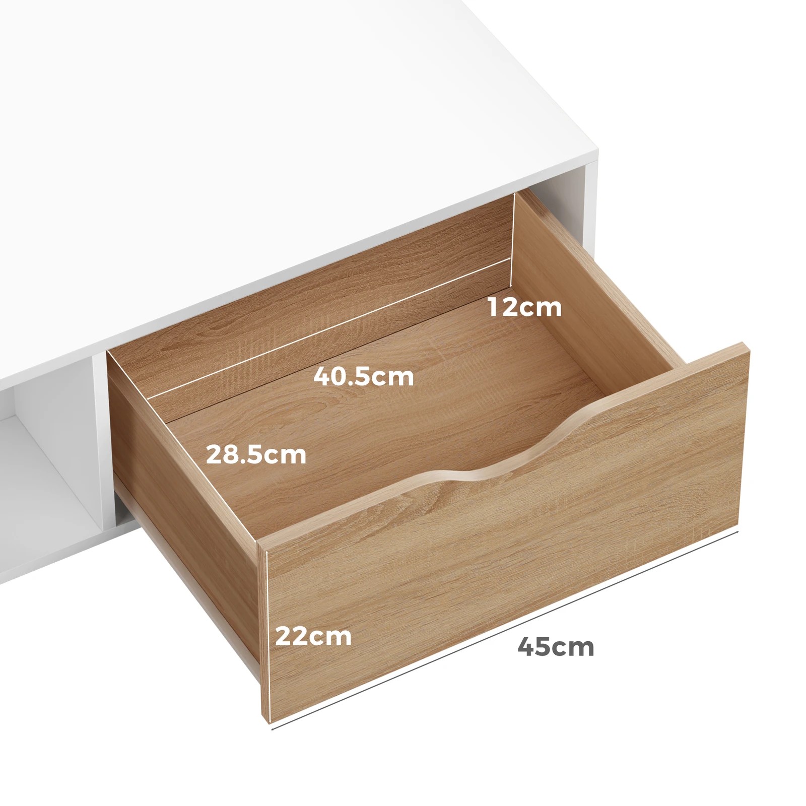 4 Alfordson Coffee Table Storage Tables 2 Drawers Shelf Modern Desk - Oak Whtie, 4 of 10