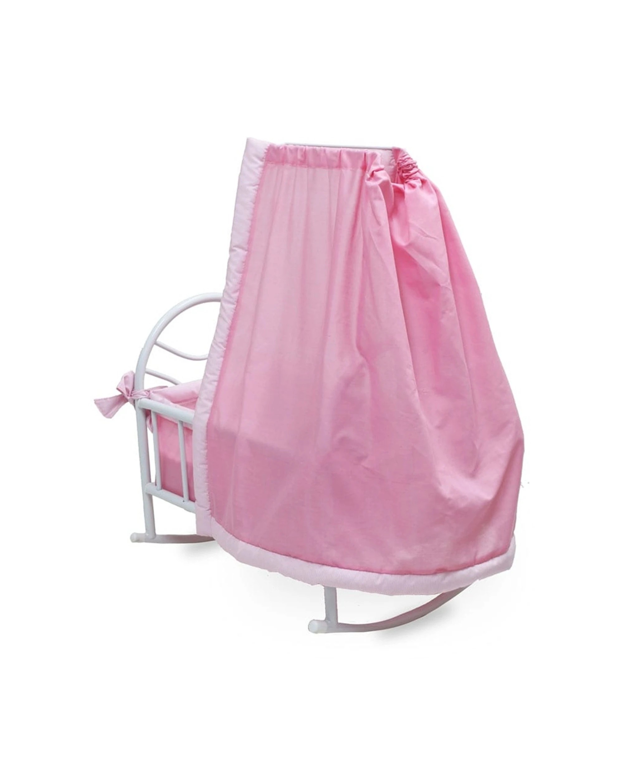 6 JustLikeMum Kids Pretend Play Doll Rocking Cradle Steel Frame Washable Fabr - Pink, 6 of 7