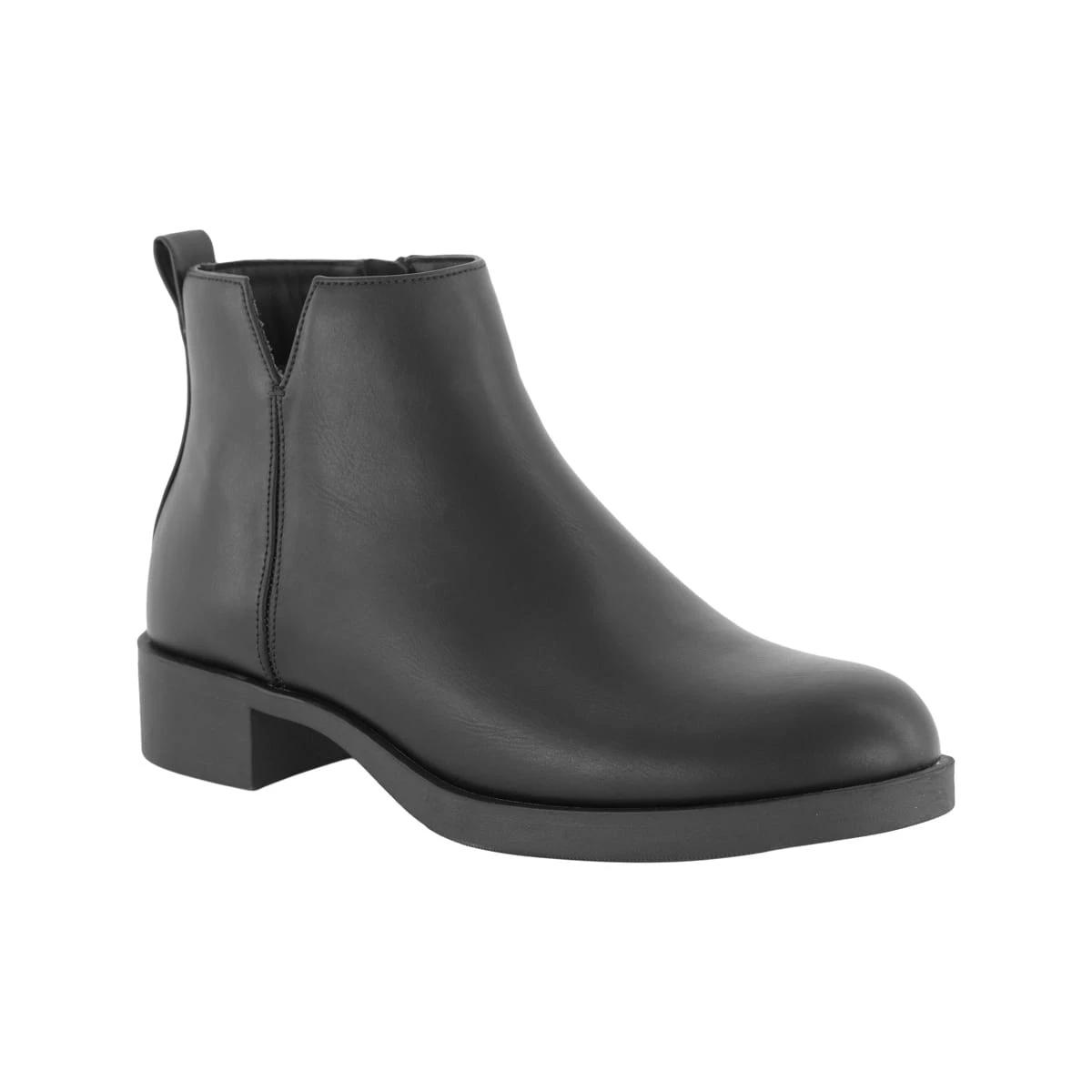 1 PU Zip Flat Boots Black, 1 of 5