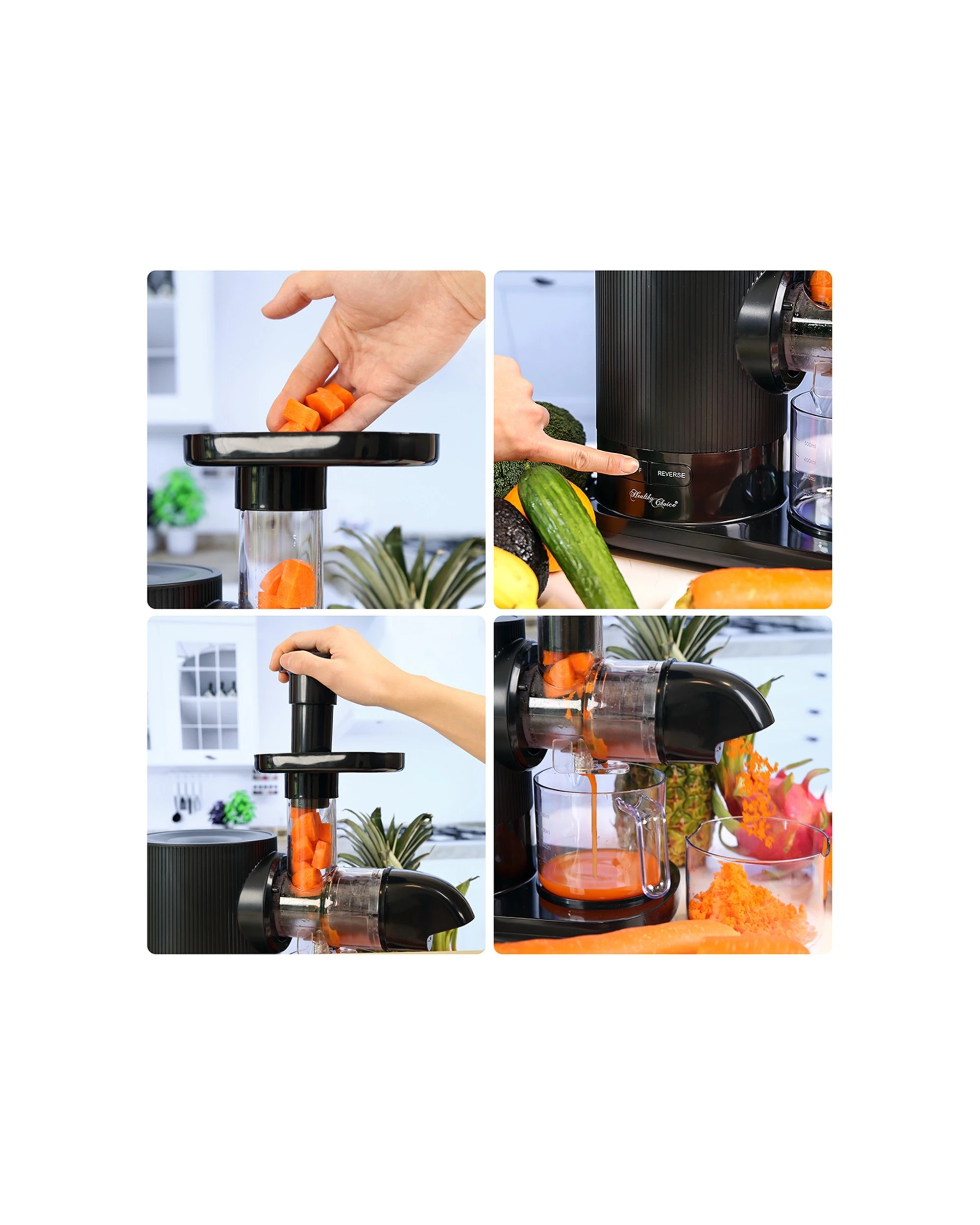 4 Lennox 36.5cm Cold Press Slow Juicer/fruit/juice Healthy Drink Maker 150w - Black, 4 of 9