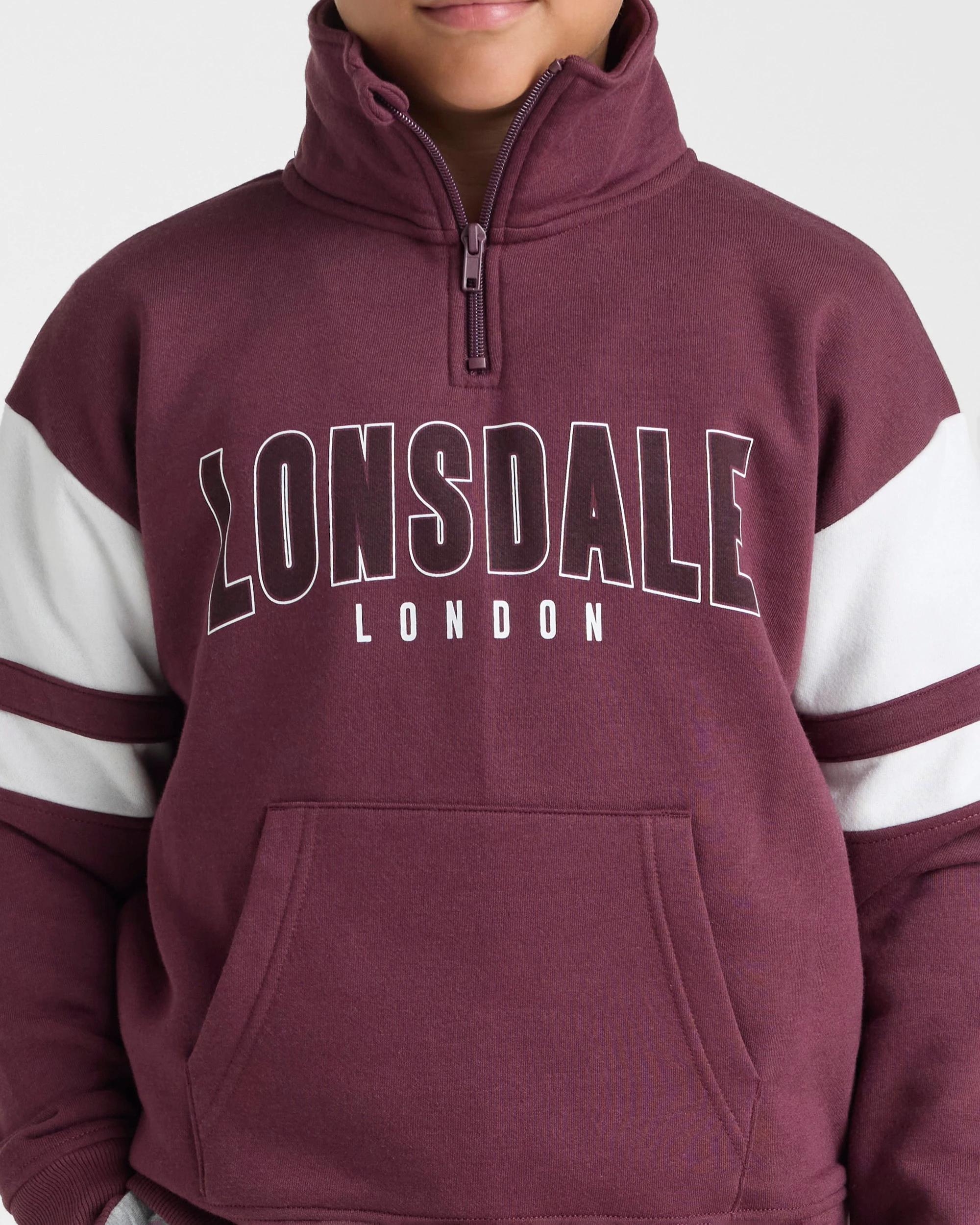 3 Lonsdale London Quarter Zip Jumper BERRY, 3 of 5