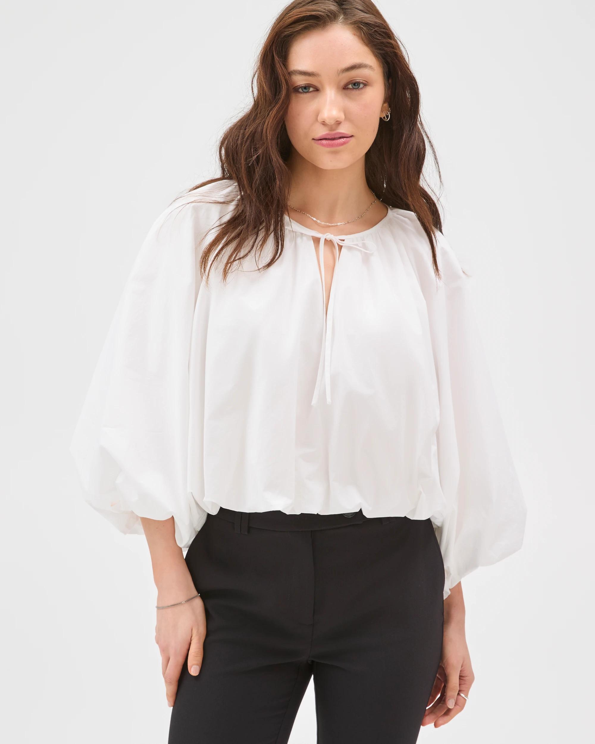 3 Lily Loves Long Balloon Sleeve Top WHITE, 3 of 6