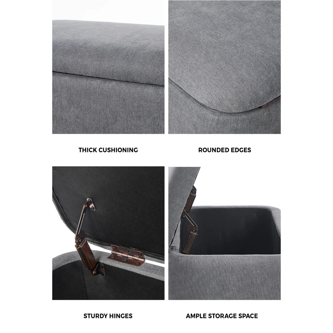 5 Oikiture Storage Ottoman Chest Ball Feet Linen - Grey, 5 of 10