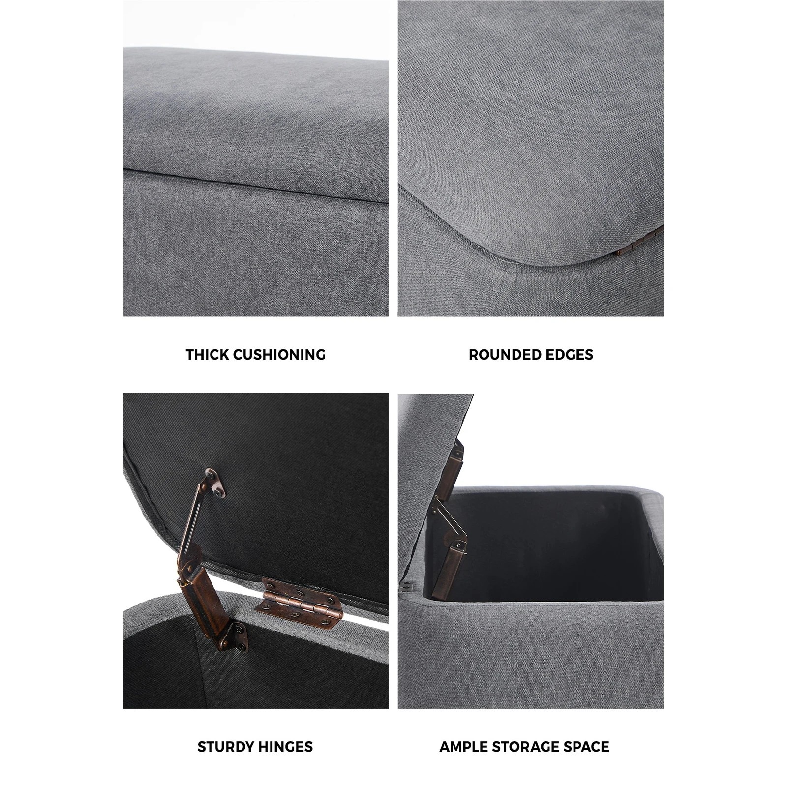 5 Oikiture Storage Ottoman Chest Ball Feet Linen - Grey, 5 of 10