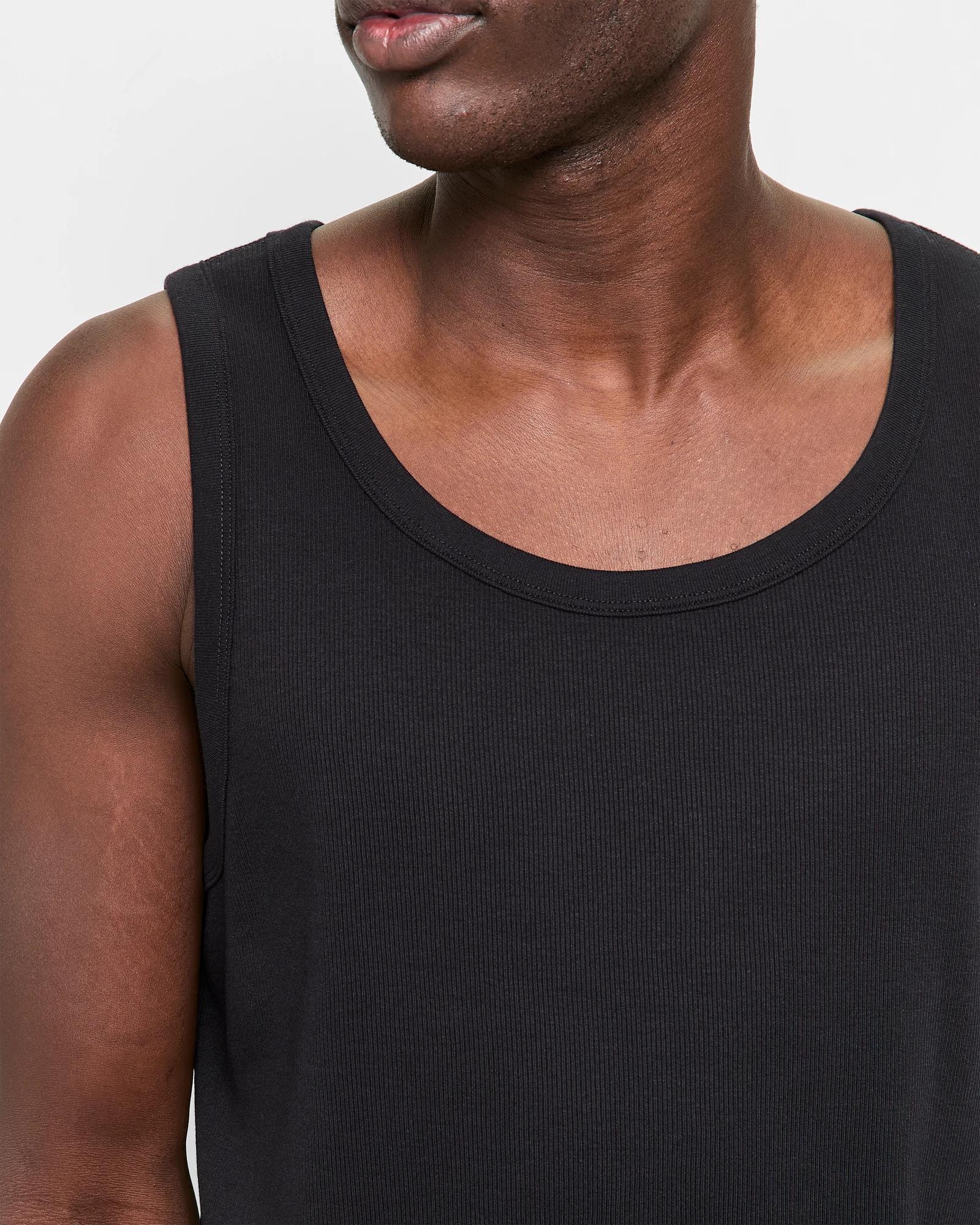 5 Australian Cotton Rib Tank Top - Commons BLACK, 5 of 5