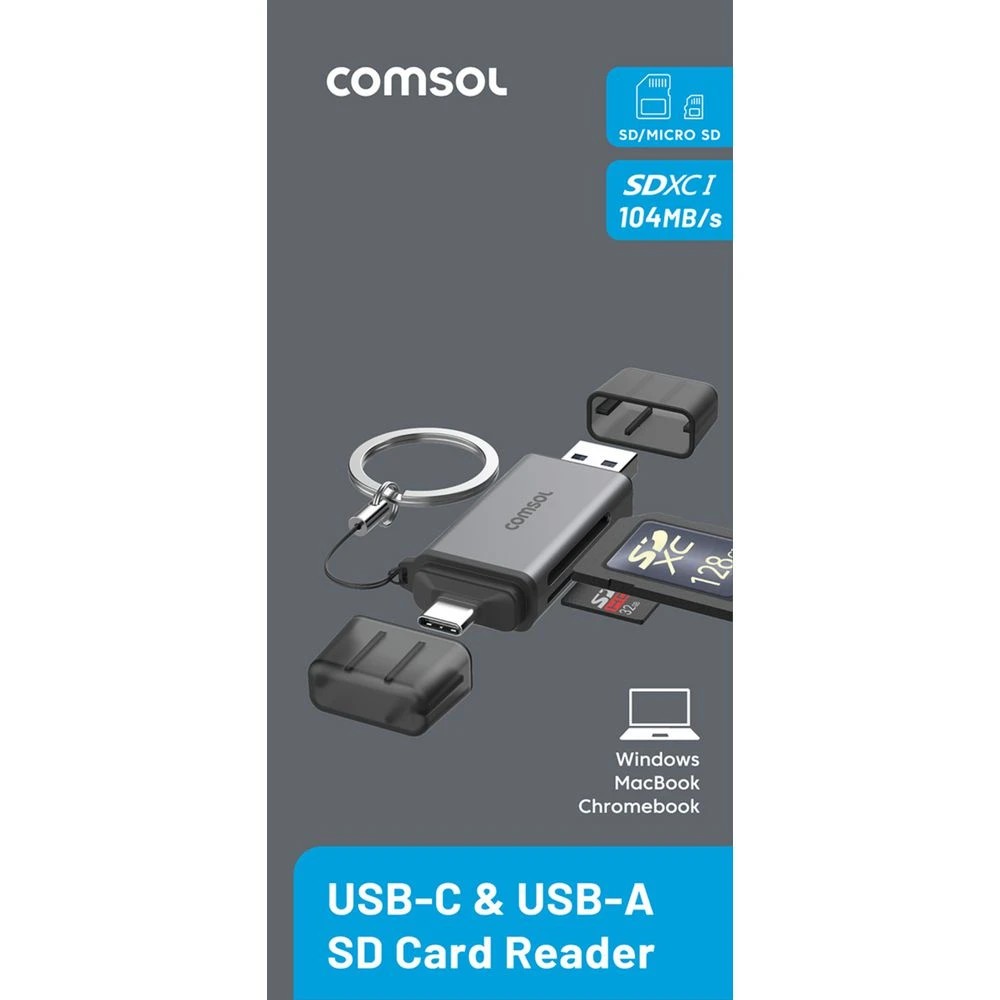 2 Comsol Dual USB-C/A SD Card Reader, 2 of 4