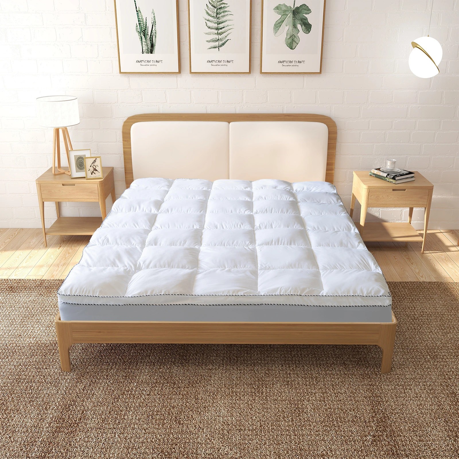 3 Royal Comfort 1000GSM Luxury Bamboo Fabric Gusset Mattress Pad Topper Cover - Queen Bed - White, 3 of 8