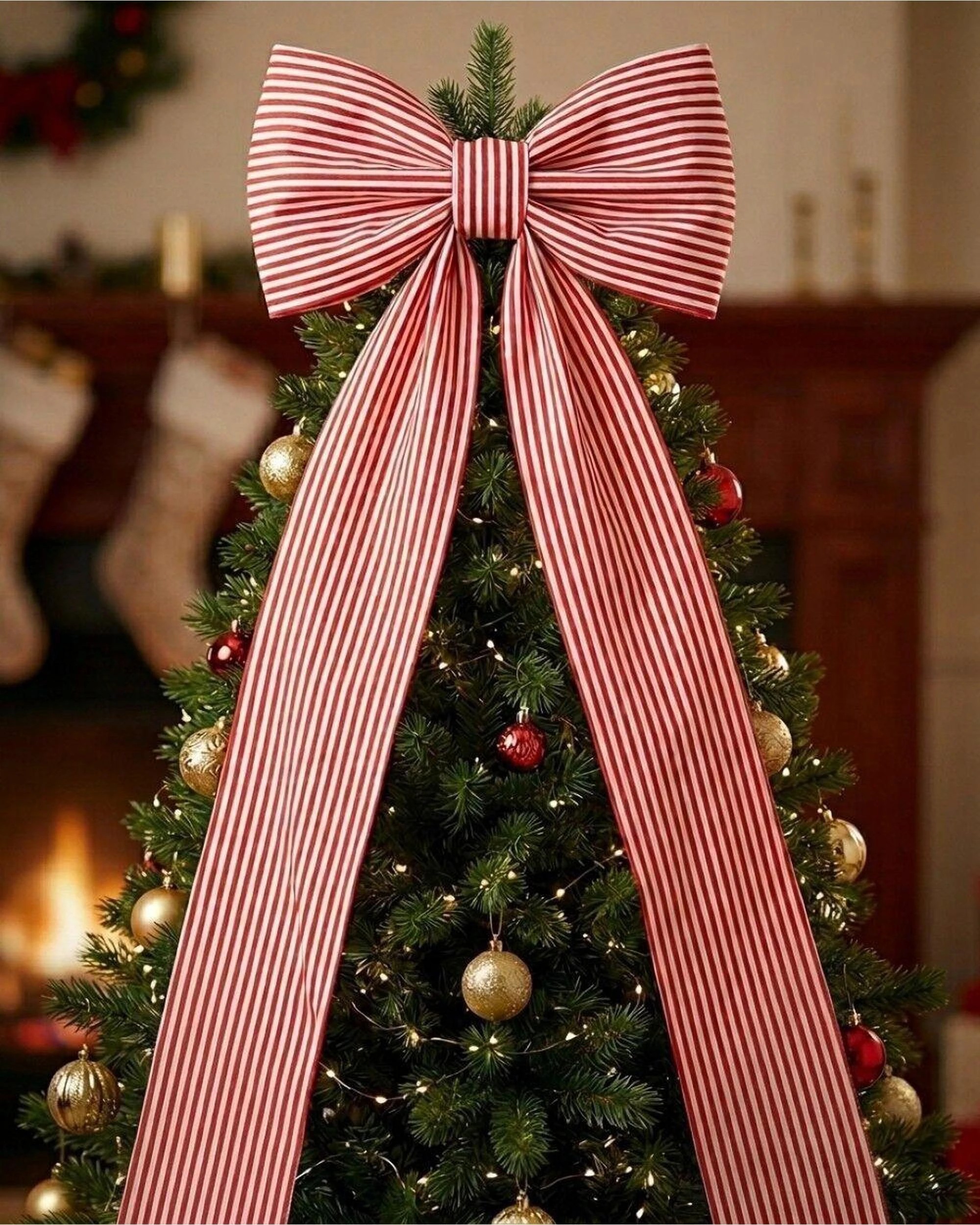 Christmas Warehouse Red & White Candy Cane Stripe Front Door Bow ...