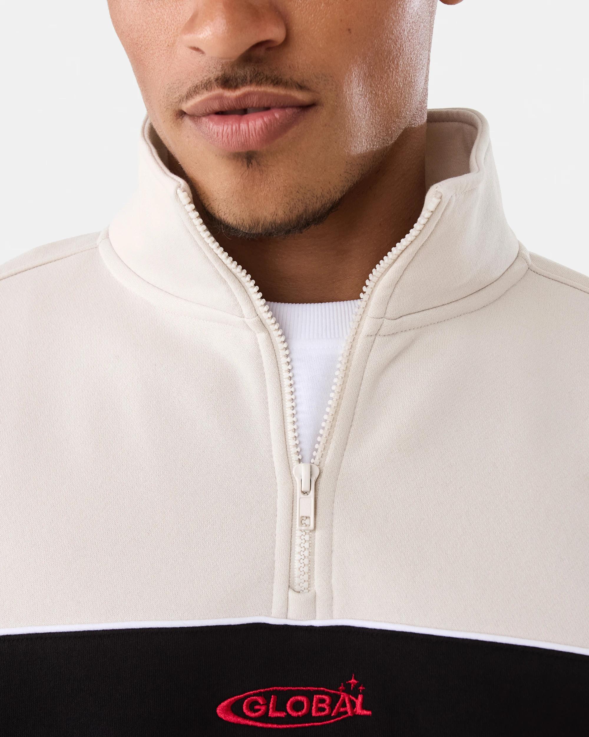 6 1/4 Zip Panel Sweatshirt Blk Global, 6 of 8