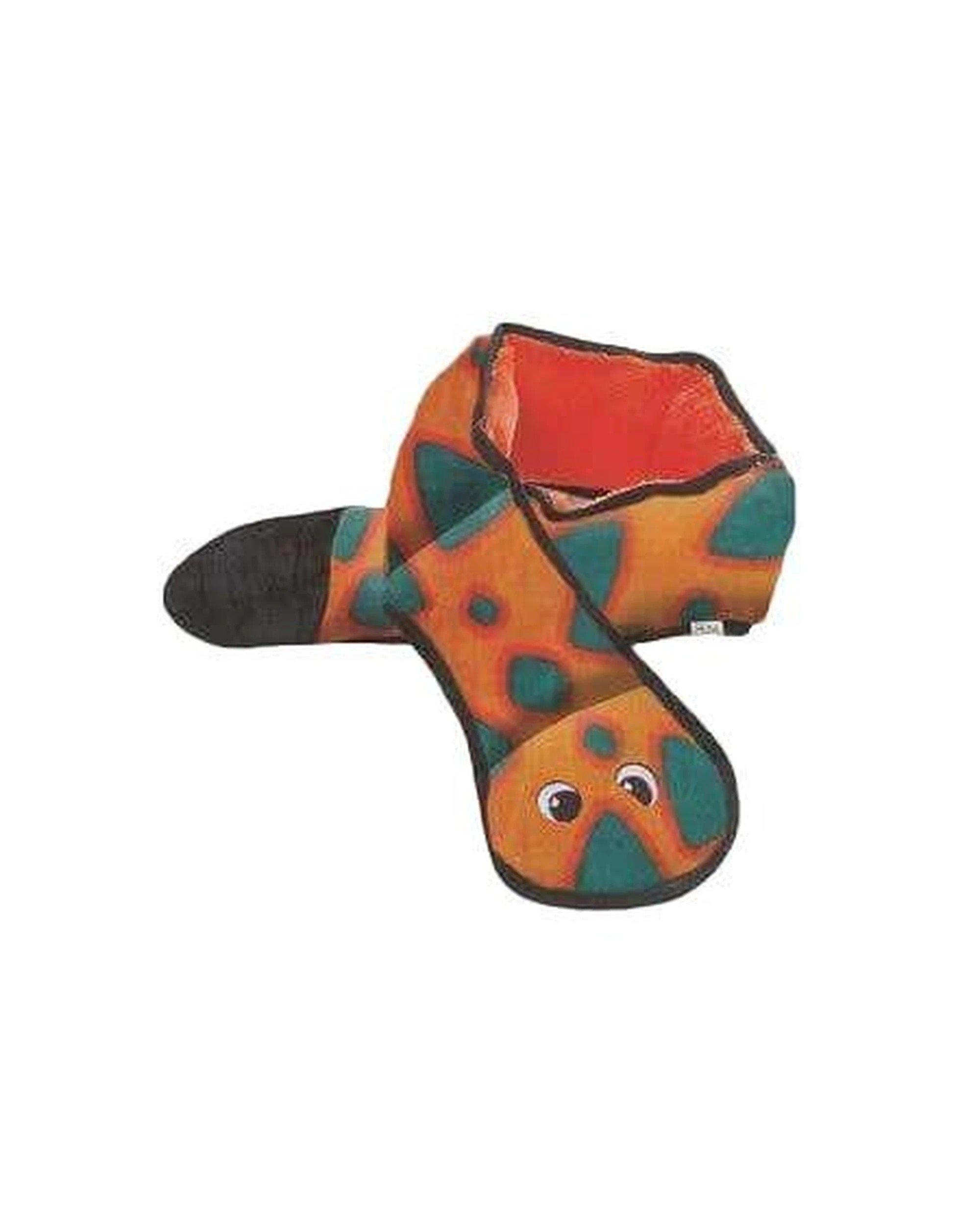 1 Outward Hound Invincible Snake Plush Dog Toy with 6 Squeakers Orange/Blue, 1 of 1