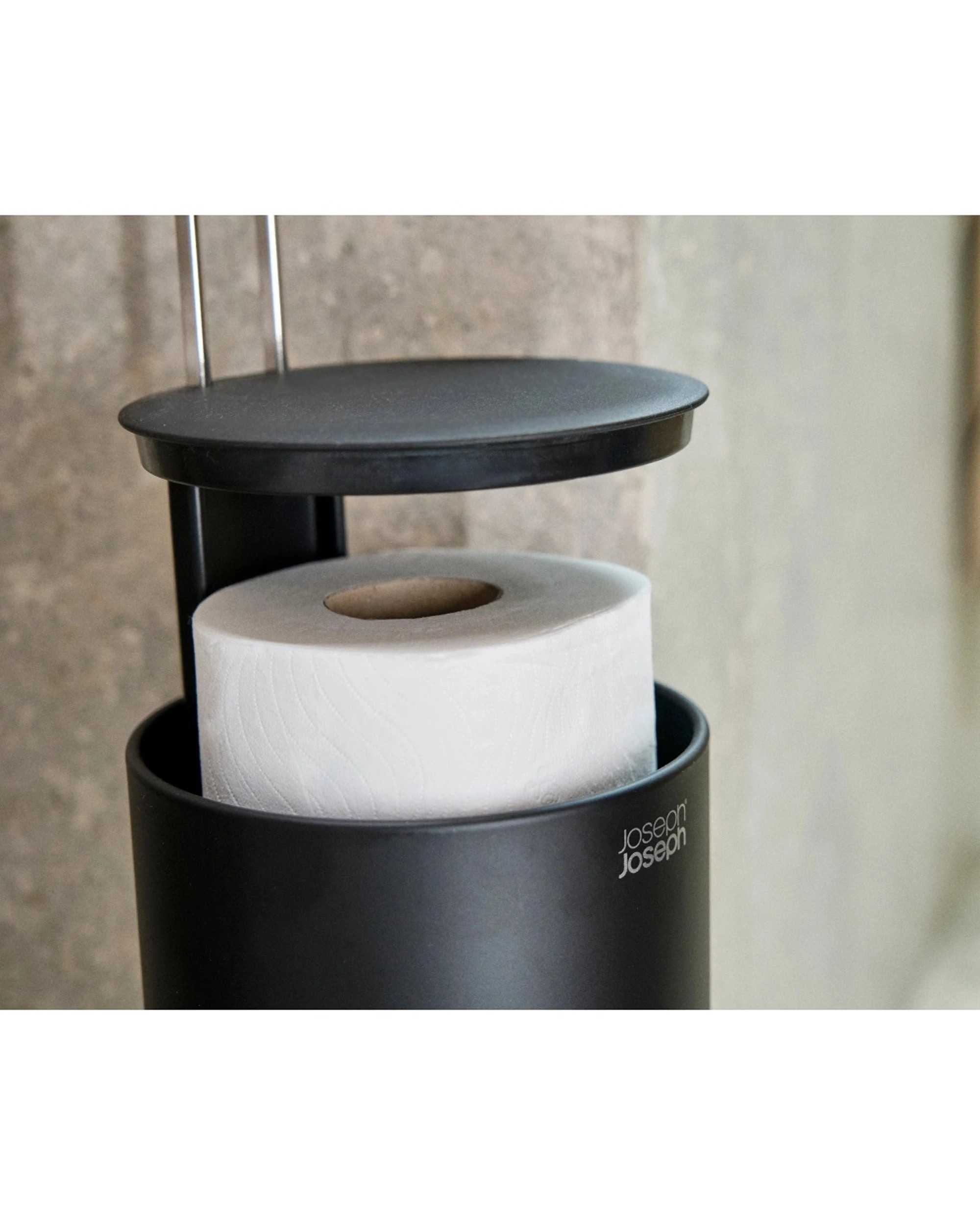 4 Joseph Joseph EasyStore Bathroom Toilet Paper Roll Holder - Black, 4 of 4