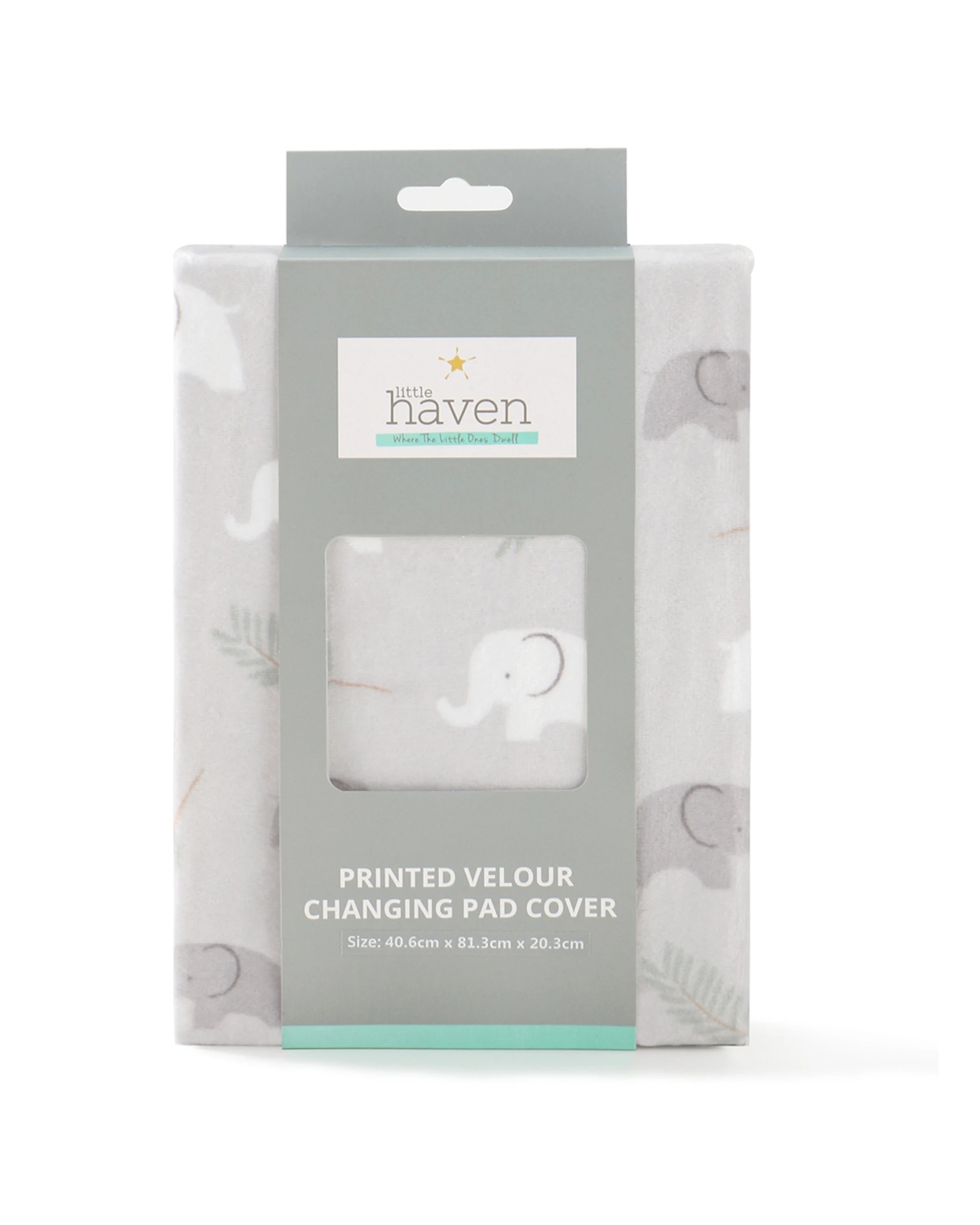2 Little Haven Change Pad Cover Velour Polyester All Around Elastic Elephant - Grey, 2 of 3