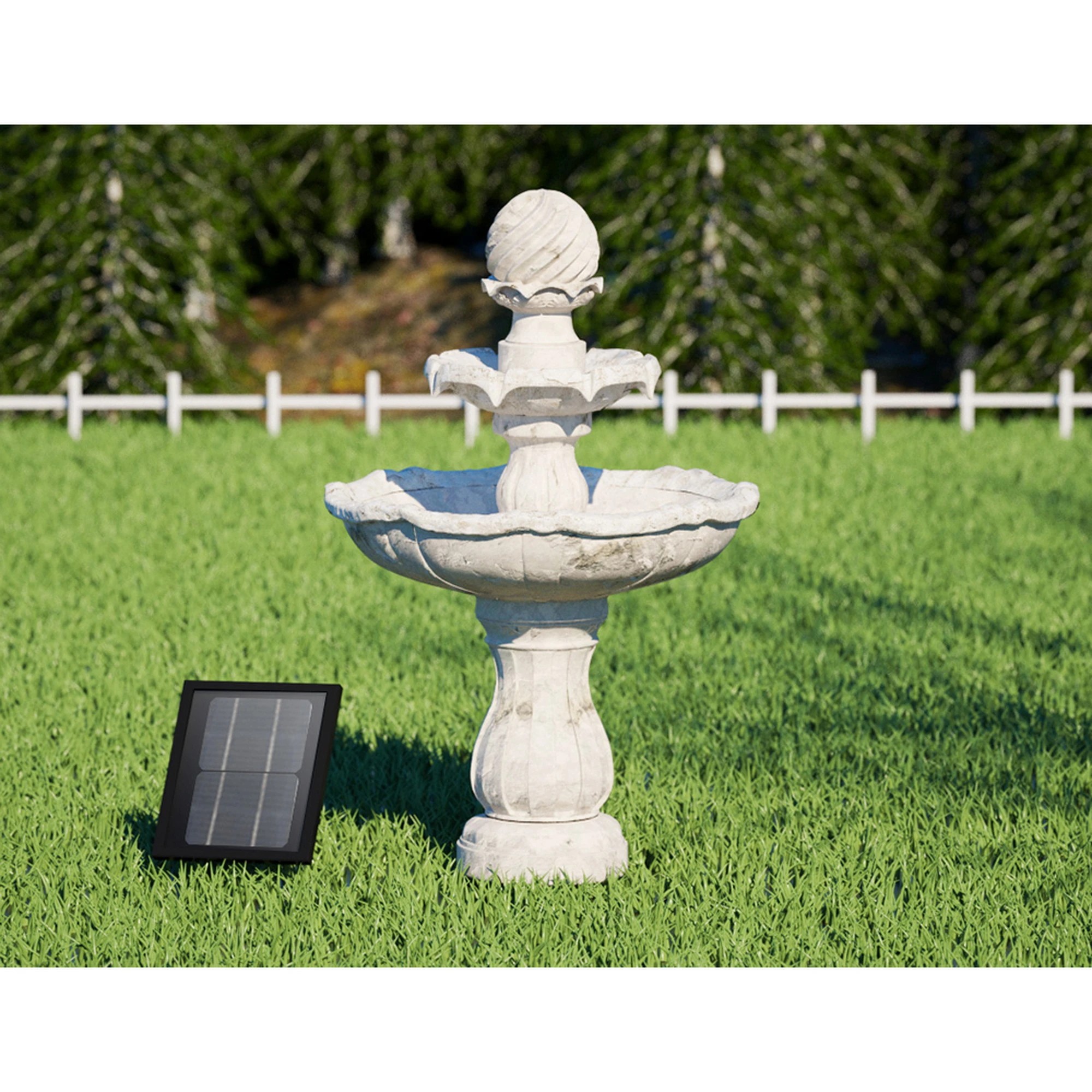 9 Gardeon Solar Water Feature 3 Tier Fountain with Pump Kit Bird Bath 93CM Ivory - Beige, 9 of 10
