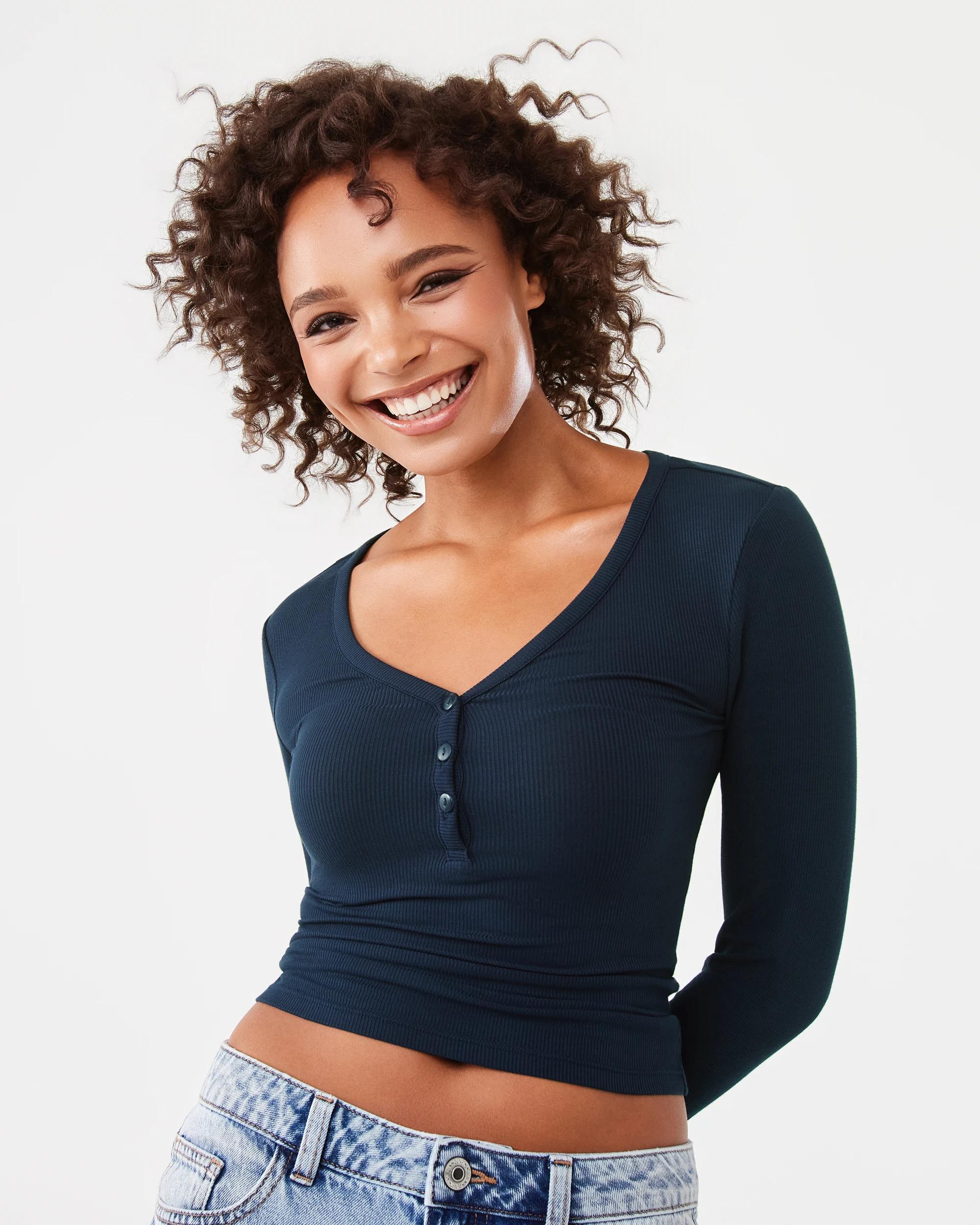 5 Long Sleeve Henley Top Navy Blaze, 5 of 7