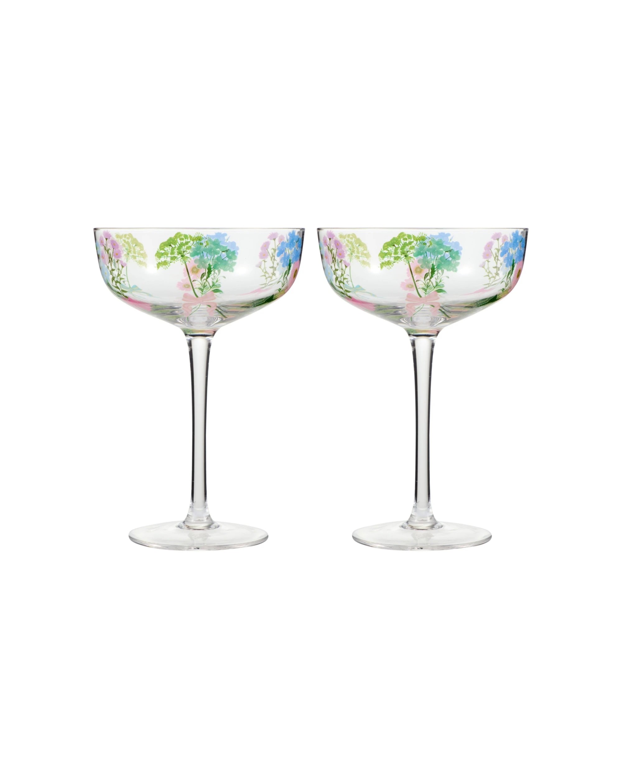 1 Maxwell & Williams 2pc Cherish Coupe Glass Drinkware Set 300ml Floral Design - Clear, 1 of 4