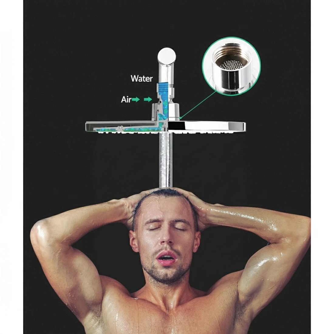 2 Cefito 9'' Rain Shower Head Set Handheld Round High Pressure Twins Tap Chrome - Silver, 2 of 5