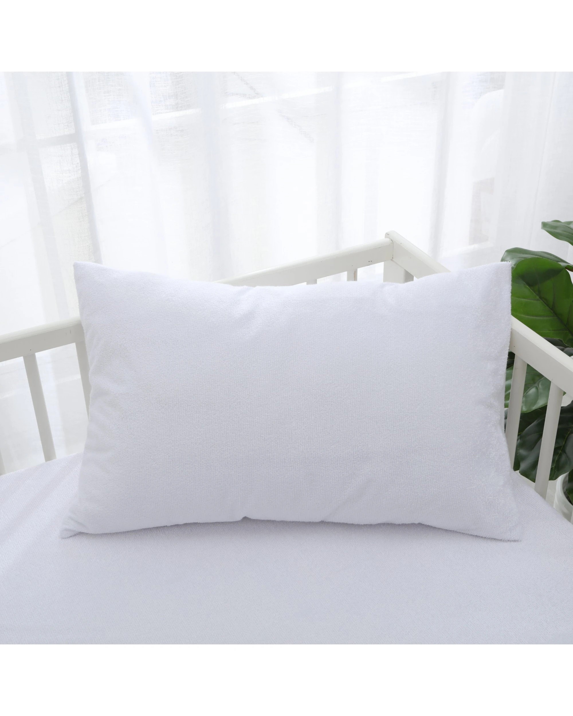 6 Dreamaker Baby Bamboo Terry Baby Waterproof Pillow Protector 2 Pack - COT size - White, 6 of 8