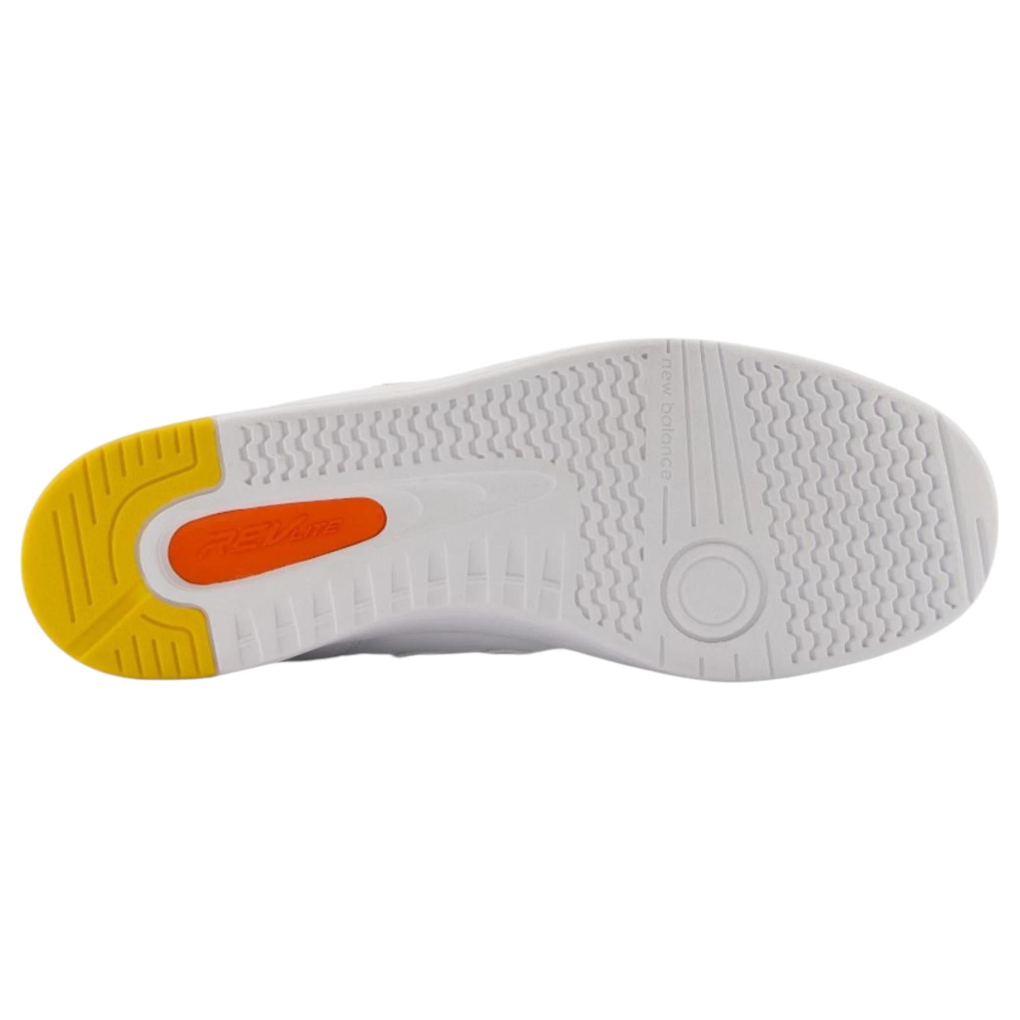 1 New Balance Mens 574 White/ Orange Athletic Casual Sneakers WHITE/ORANGE, 1 of 4