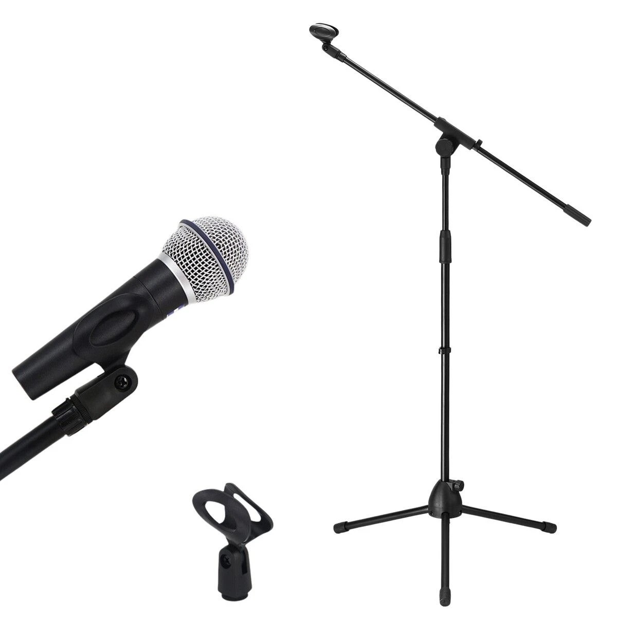 AUSWAY Microphone Stand Telescopic Boom Mic Arm Holder Mount Foldable ...