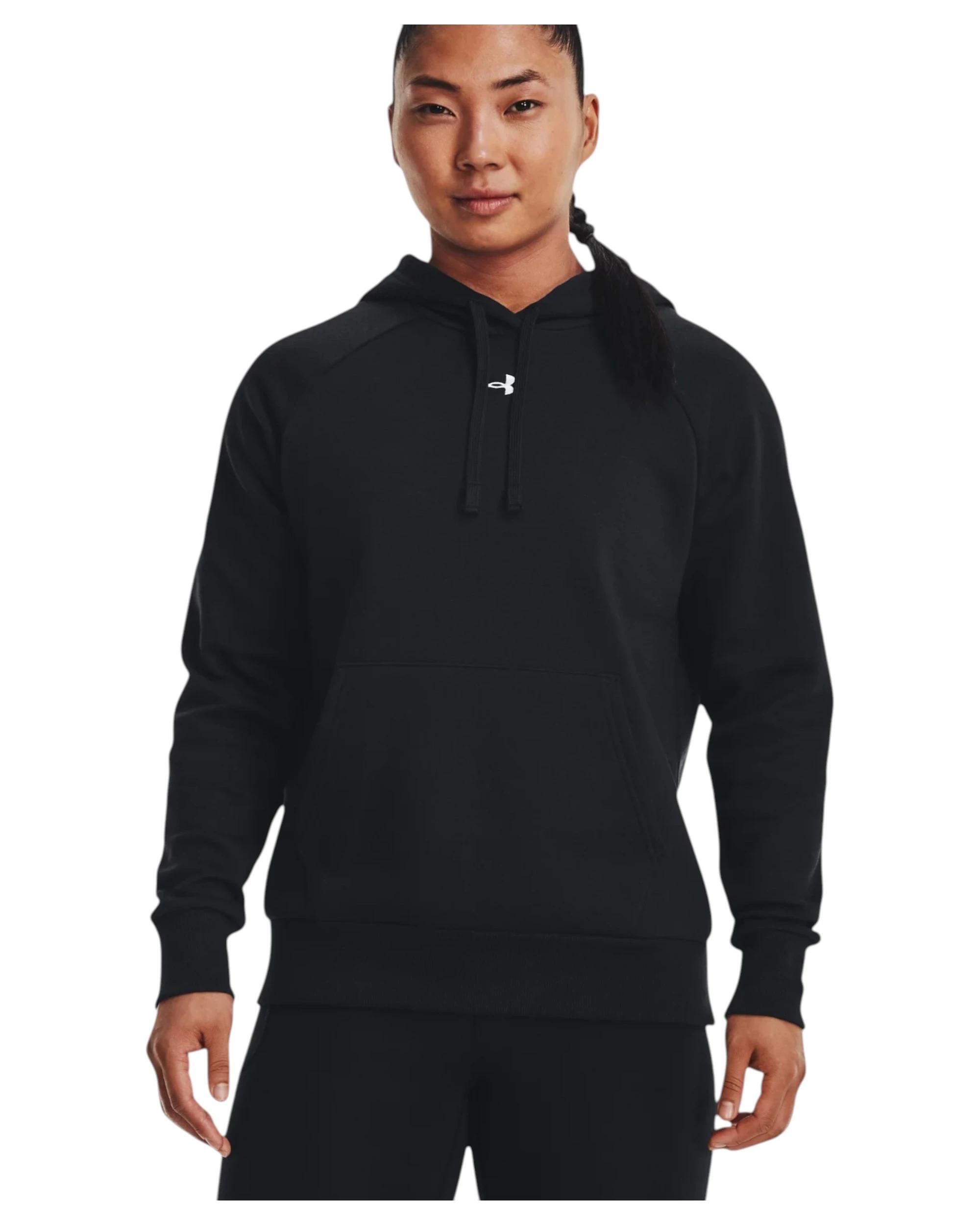 3 Under Armour Womens Rival Fleece Black/ White Hoodie BLACK, 3 of 6