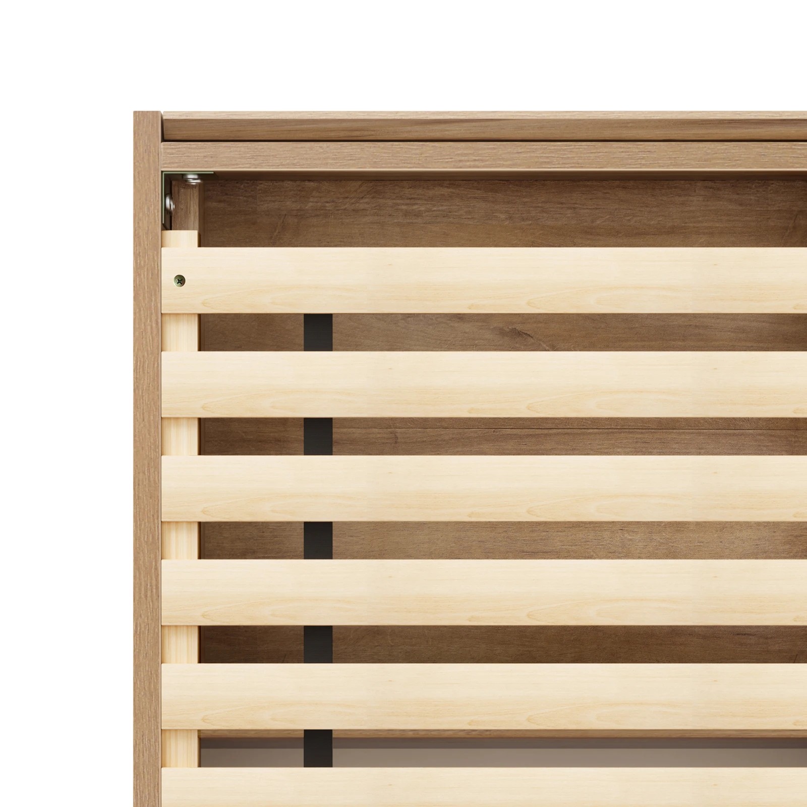 8 Alfordson Wooden Bed Frame Double Size Rattan Bed Base with Storage Drawers - Oak, 8 of 10