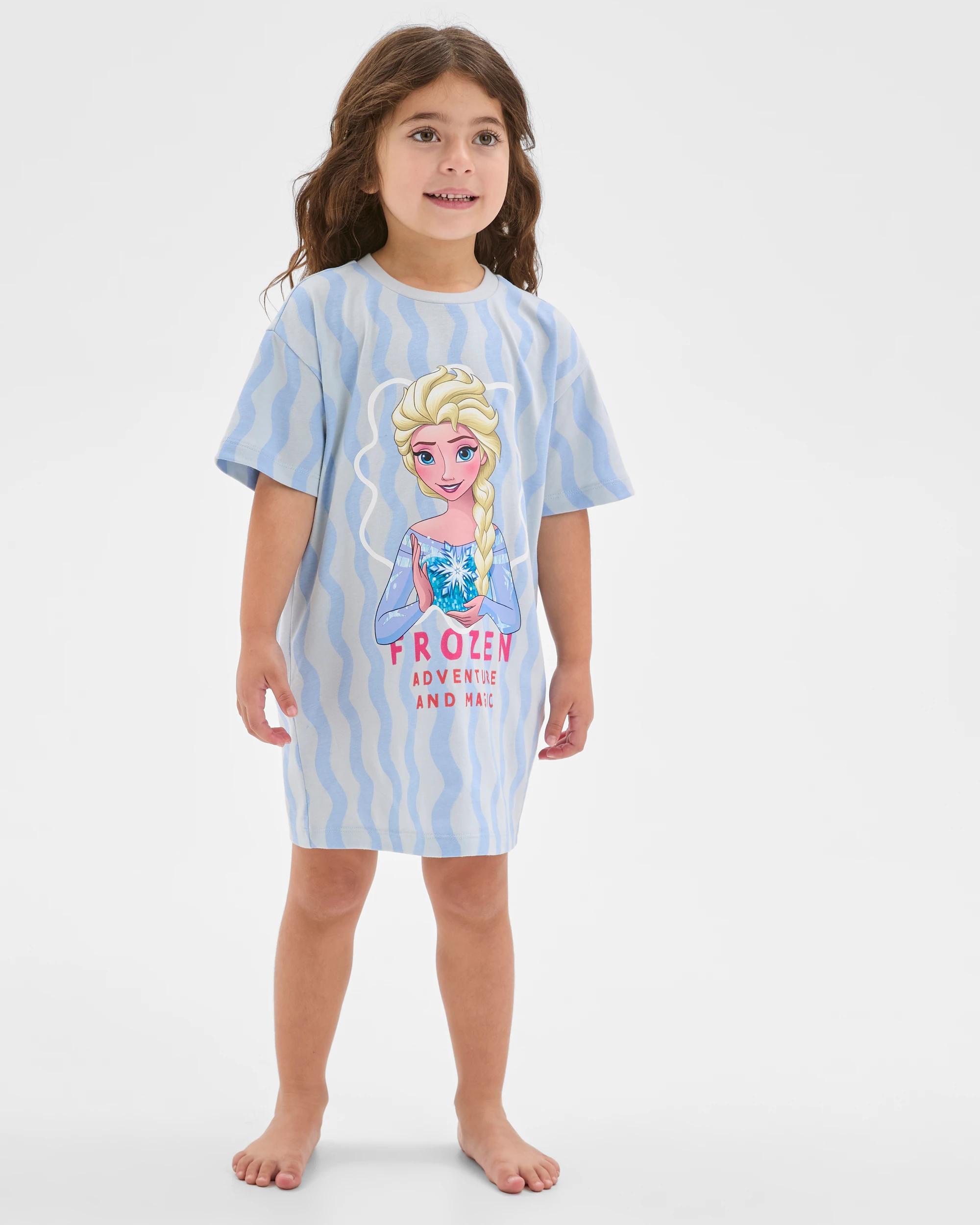 2 Disney Younger Girls Short Sleeve Oversized Nightie FROZEN, 2 of 7