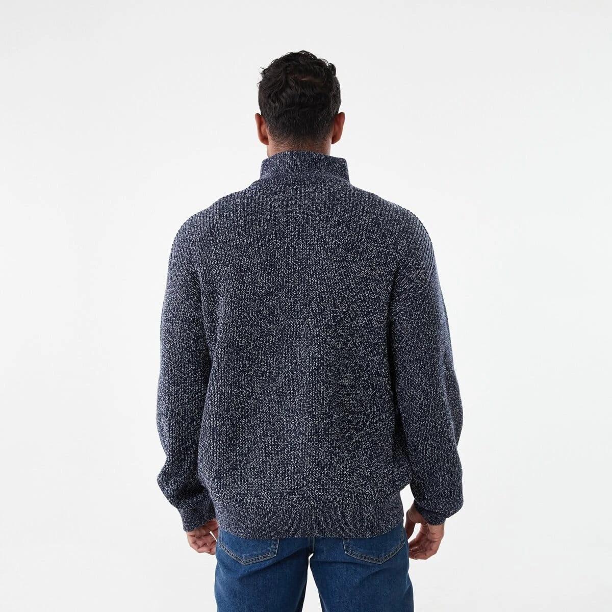 3 1/4 Zip Knit Jumper Nvy Marle, 3 of 5