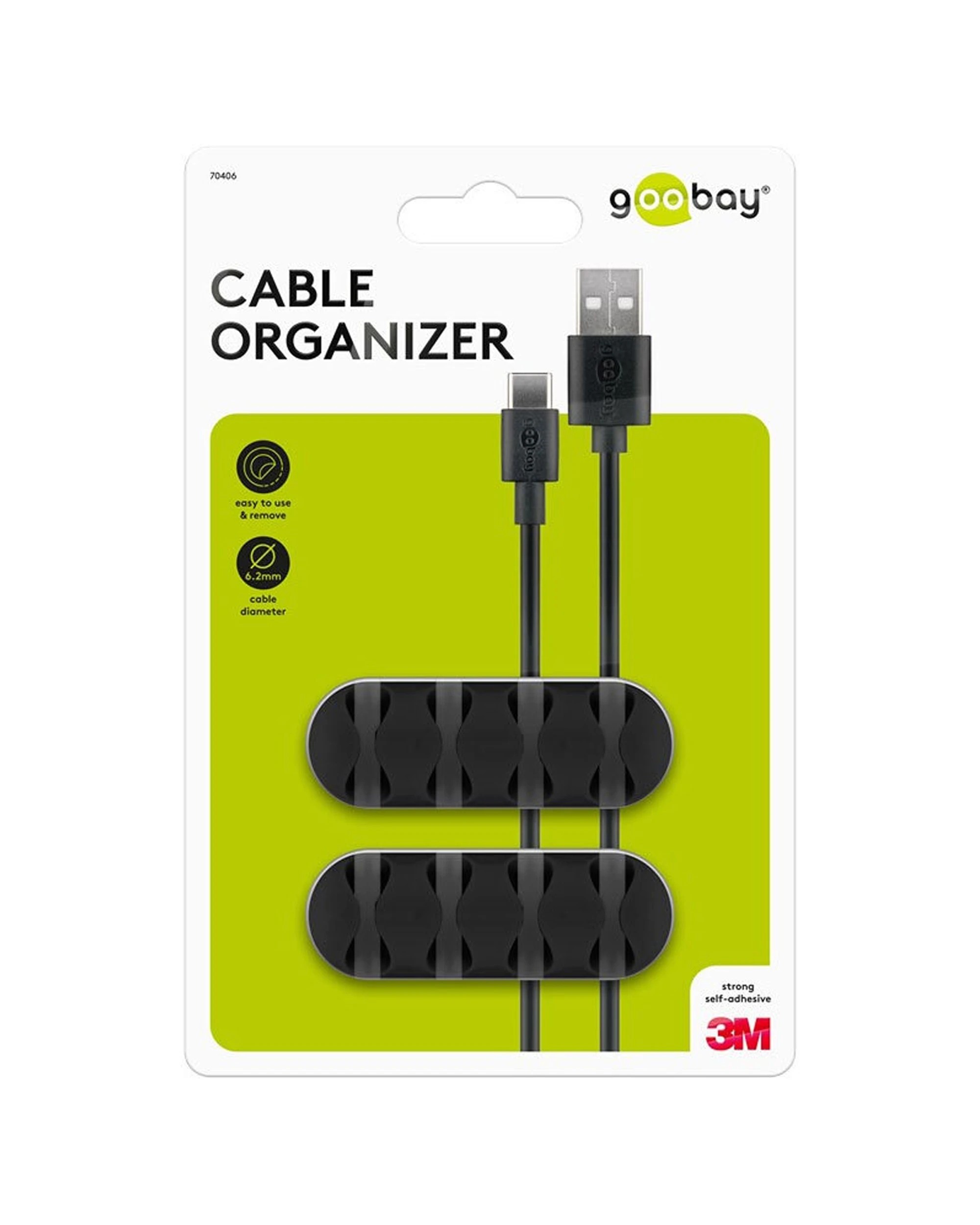 4 Goobay 3x 2pc 4 Slots Adhesive Cable Organiser 6.4cm Pack - Black, 4 of 5