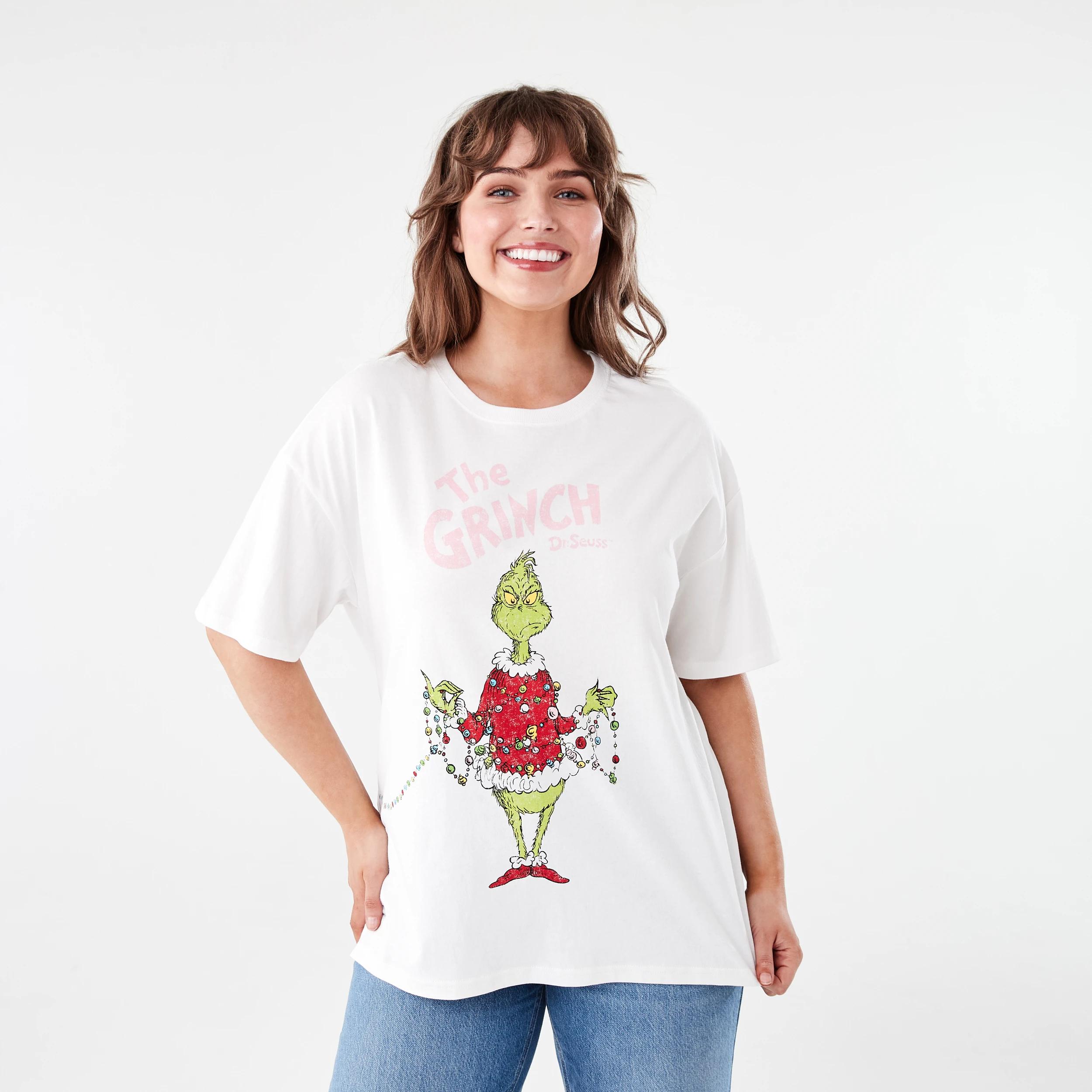 1 The Grinch License Short Sleeve Christmas T-shirt GRINCH SNOW WHITE, 1 of 6