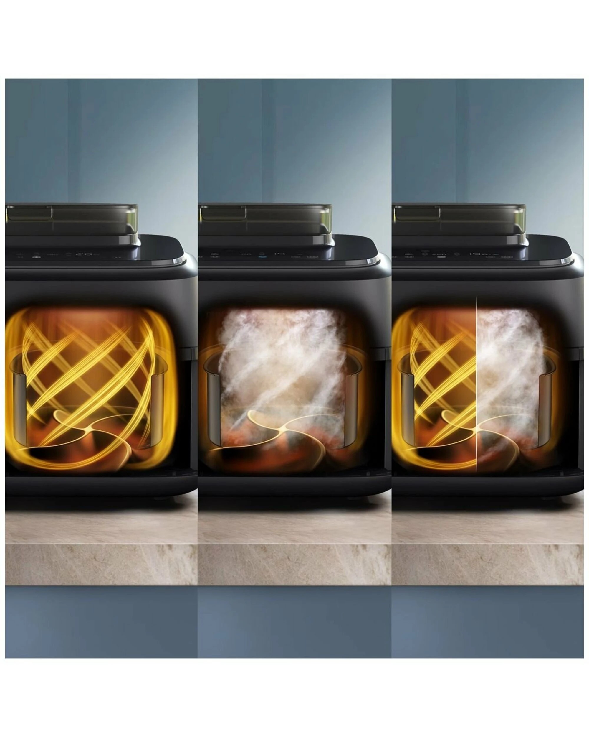 3 Philips 5000 Series 9L Dual Basket Airfryer XXL Steam Black, 3 of 5