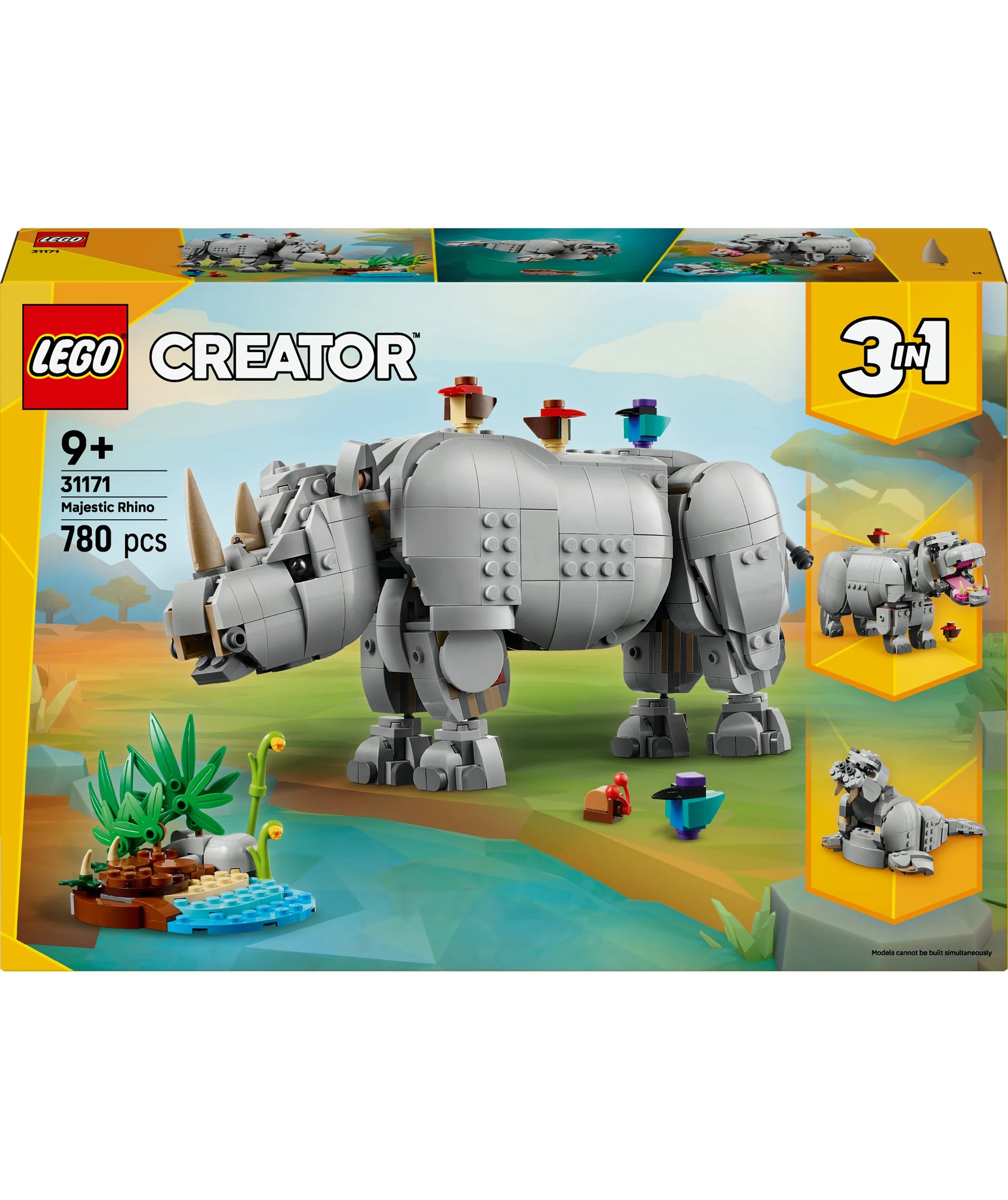 1 LEGO Creator Wild Animals: Majestic Rhino with Birds 31171, 1 of 10