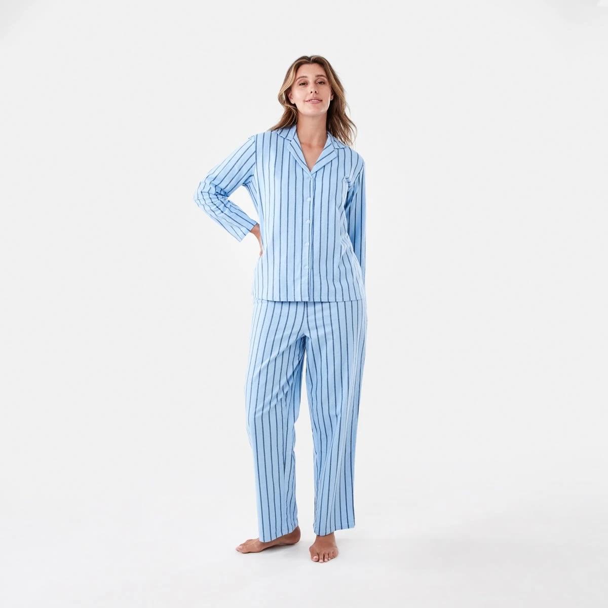 1 Family Matching Printed Flannel Pyjama Set Chm Stripe, 1 of 7