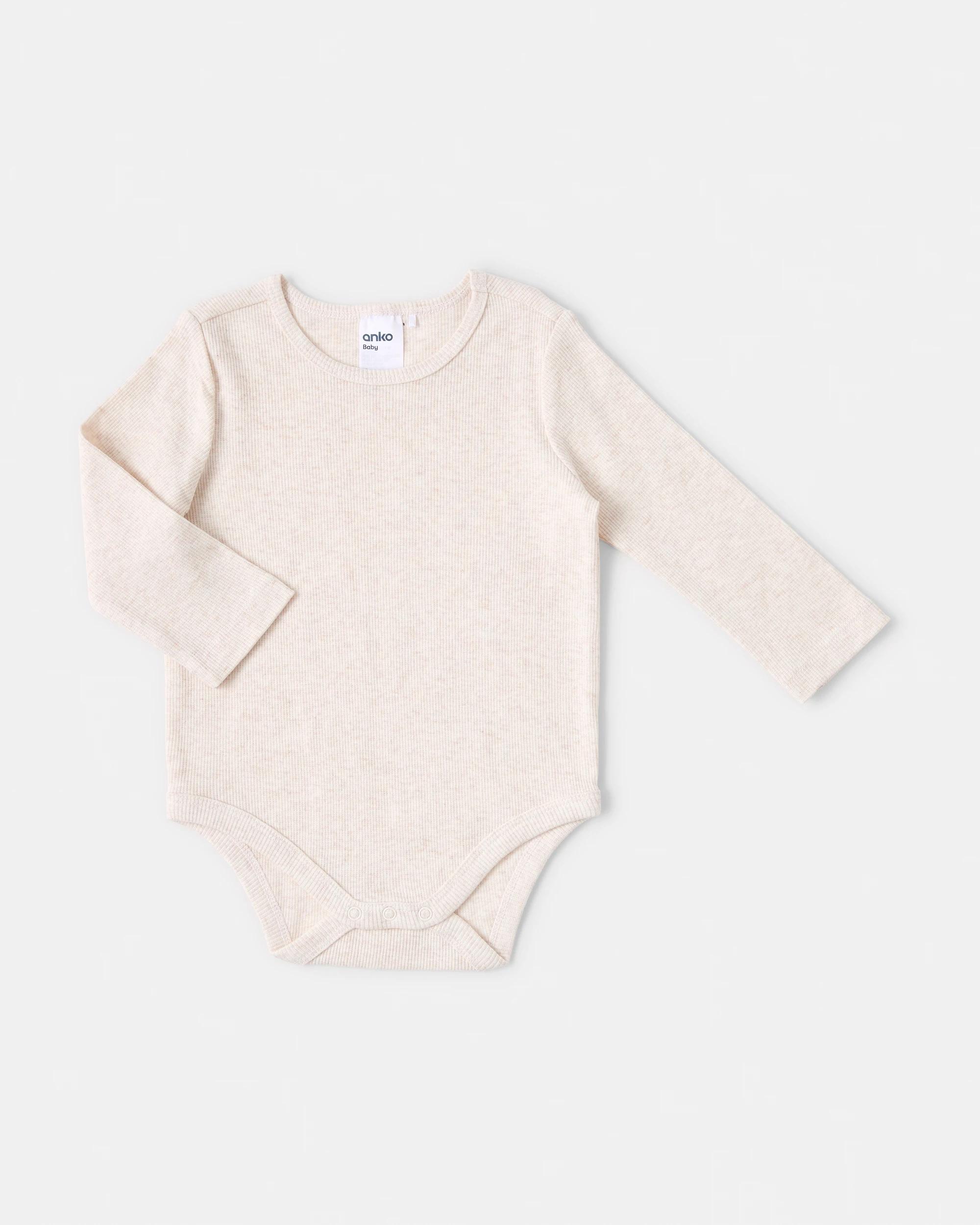 4 3 Pack Cotton Long Sleeve Bodysuits Beig Animl, 4 of 8