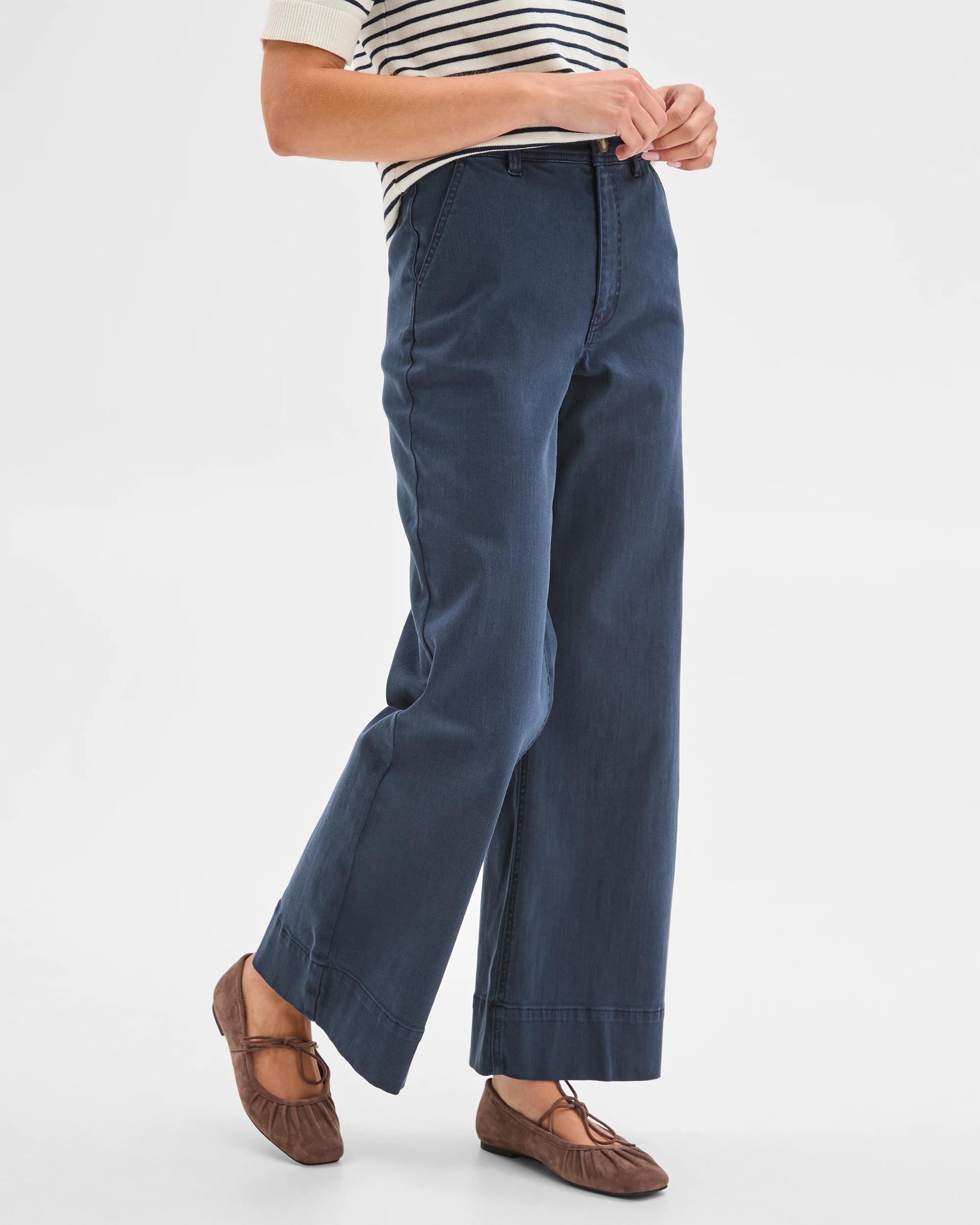4 Target Petites Australian Cotton Blend Stretch Twill Wide Leg Pants NAVY BLAZER, 4 of 6