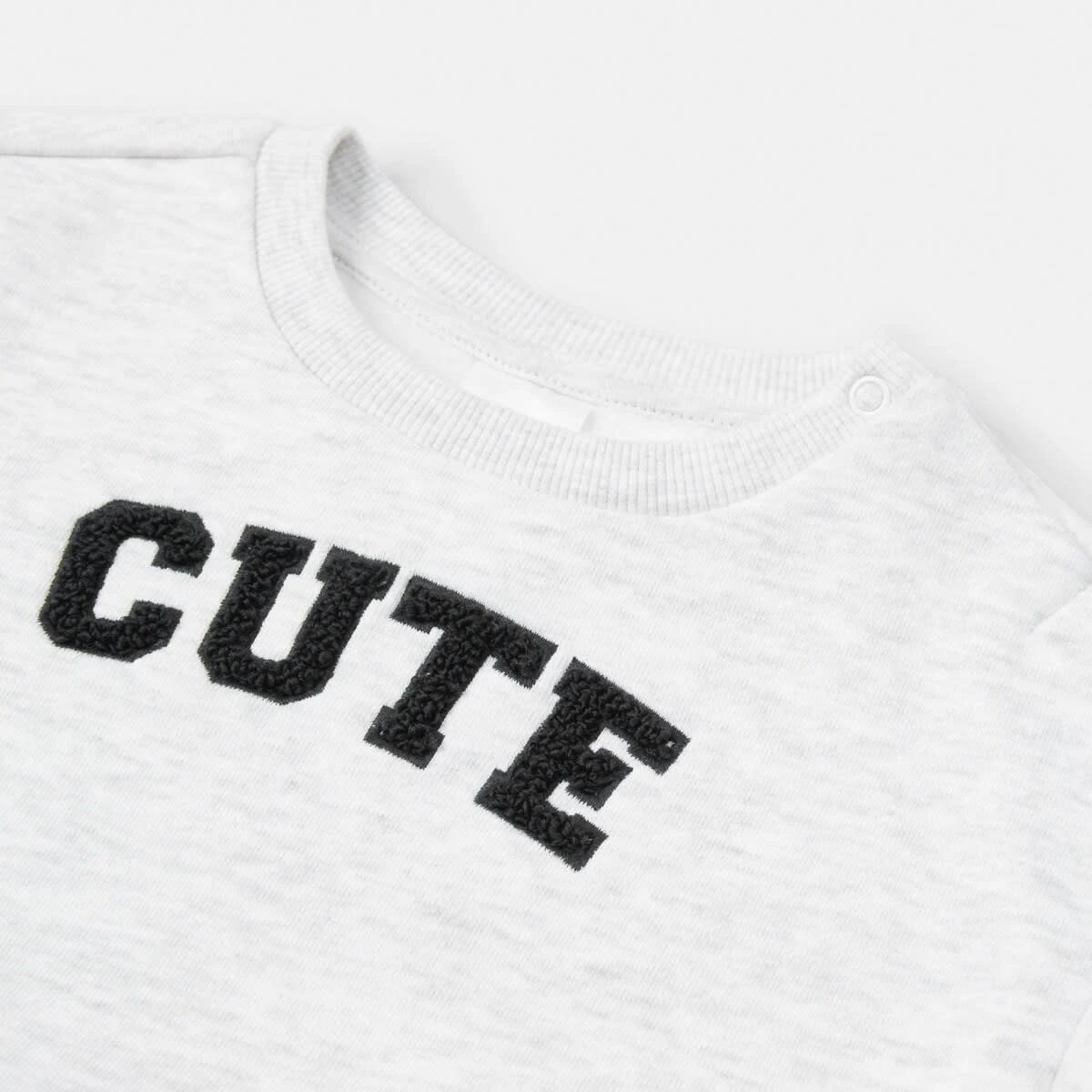 3 Drop Shoulder Sweatshirt Wht Cute, 3 of 3