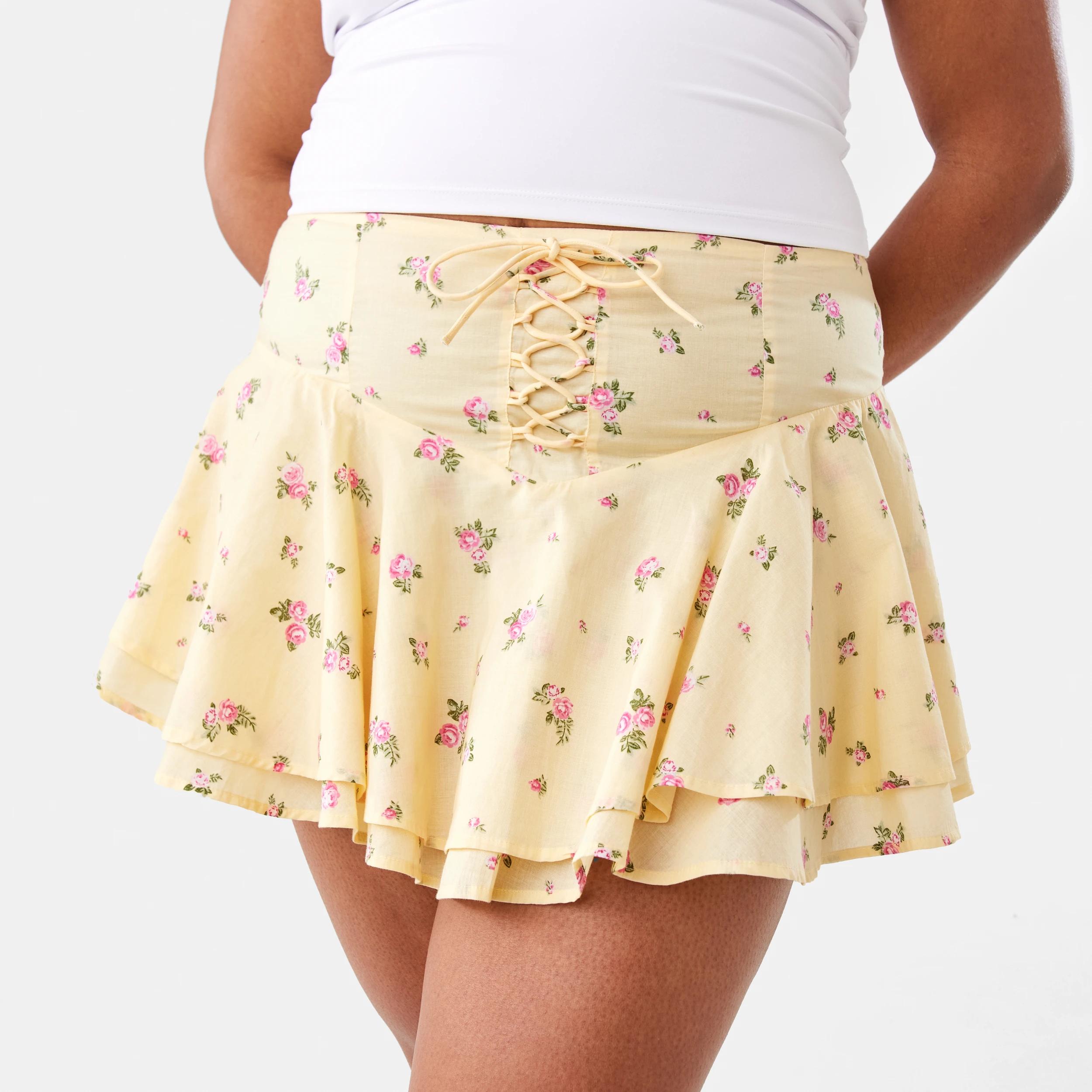 3 Boho Ruffle Mini Skirt Yellow Flw, 3 of 10