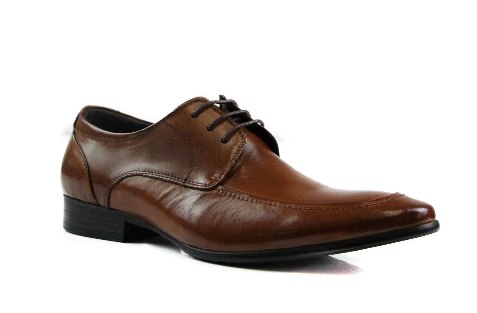 1 Zasel Mens Daniel Leather Lace Up Work Formal Dress Wedding Shoes BROWN, 1 of 2