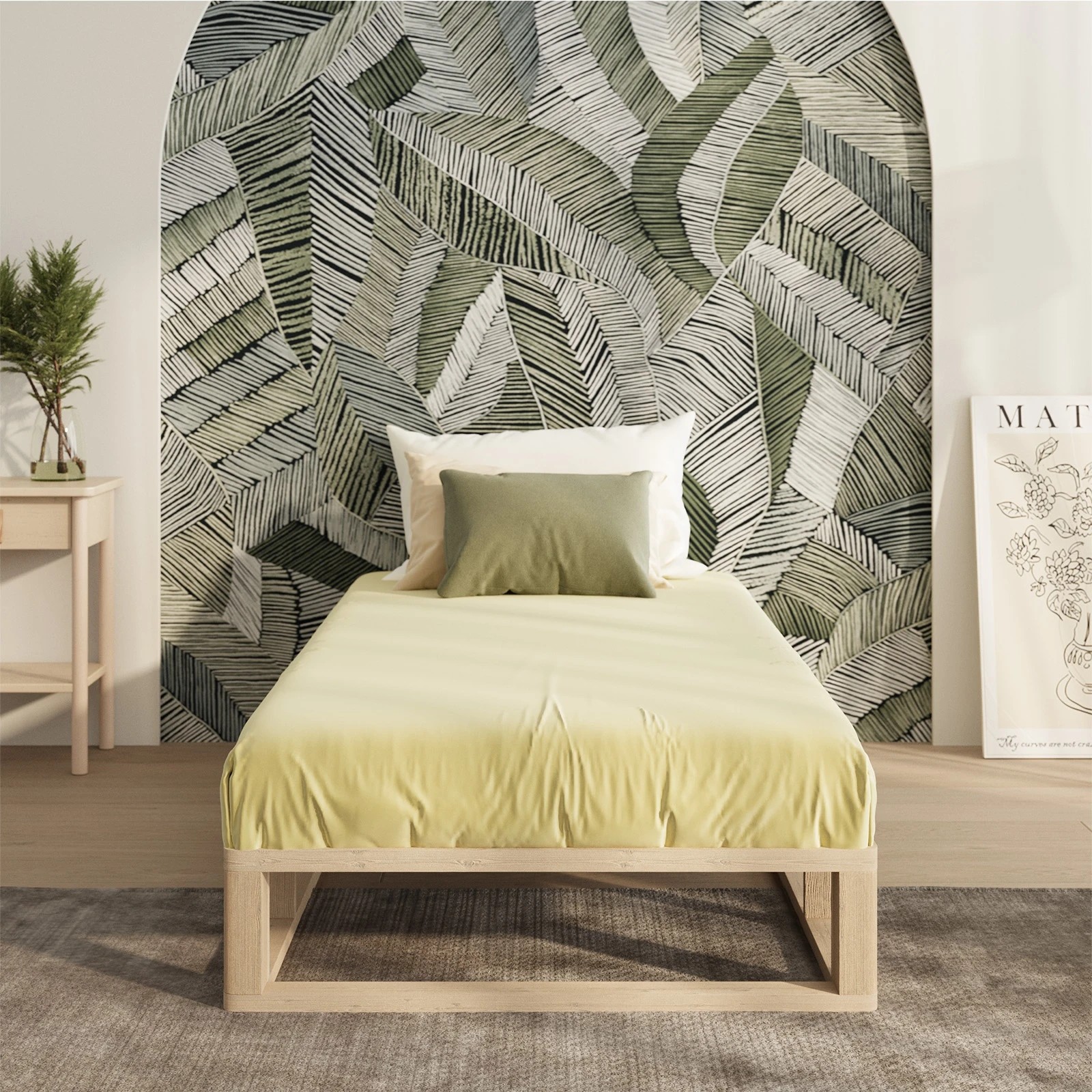 9 Oikiture Bed Frame Single Size Wooden Bed Base Platform Cage-like Base
 - Natural, 9 of 10