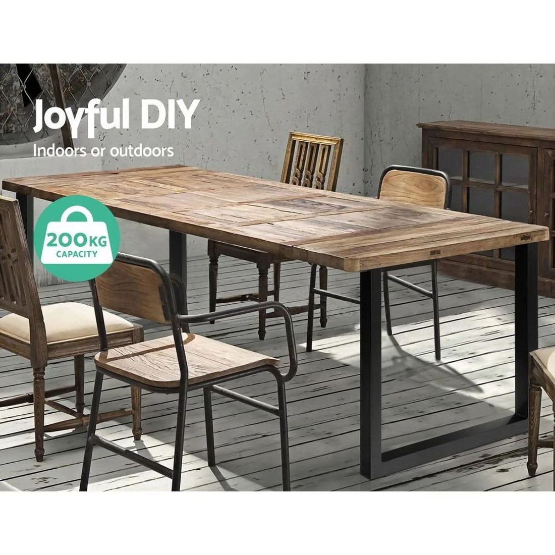 4 Artiss Metal Table Legs DIY Rectangular 71X65CM Set of - Black, 4 of 6