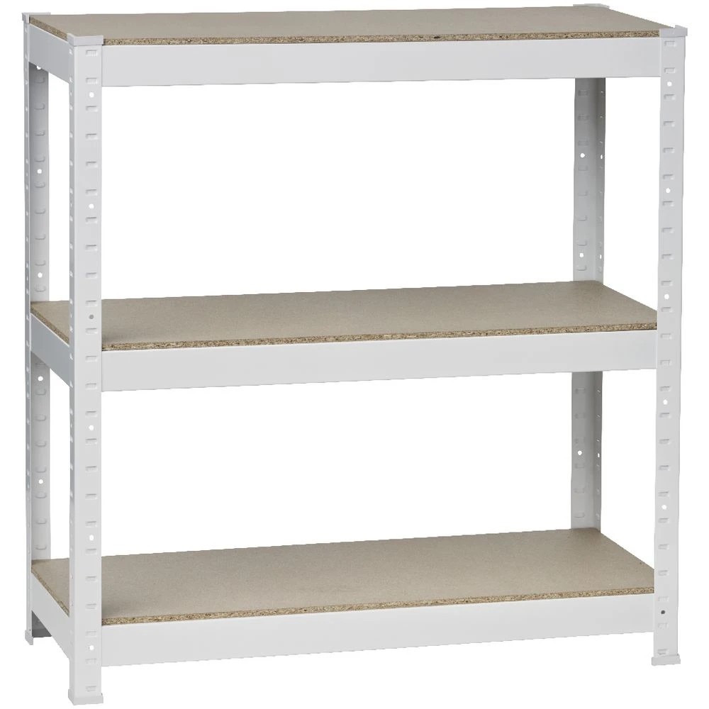 6 Cobalt 3 Shelf Metal Shelving Unit White Shelves Home Office Storage, 6 of 9