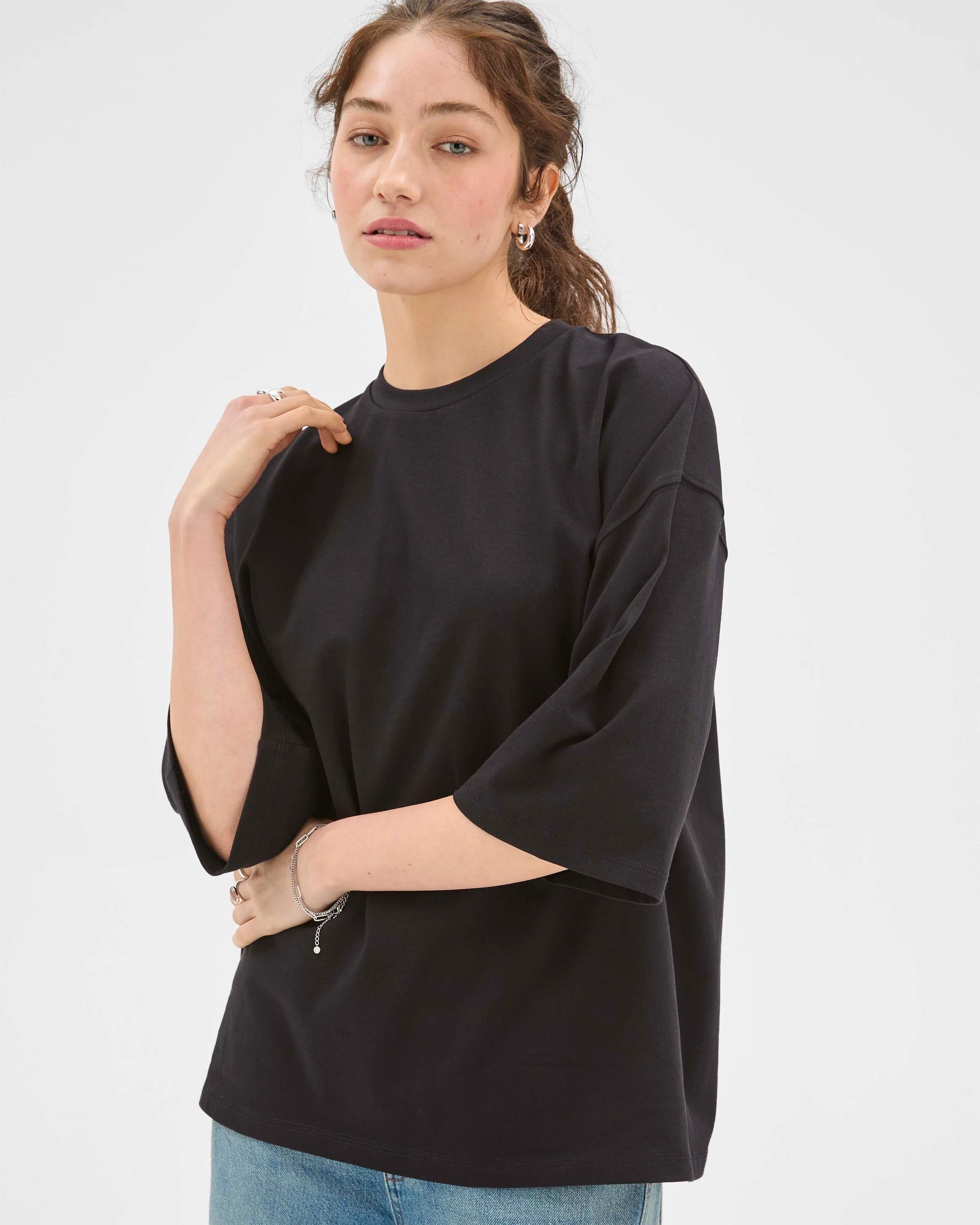 1 Lily Loves Oversized Australian Cotton T-Shirt BLACK, 1 of 6
