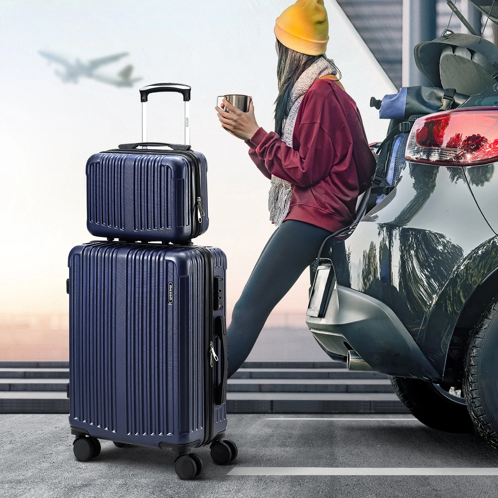 4 Mazam 2PCS Luggage Suitcase Trolley Set Travel Carry On TSA Lock Hard Case - Blue, 4 of 4