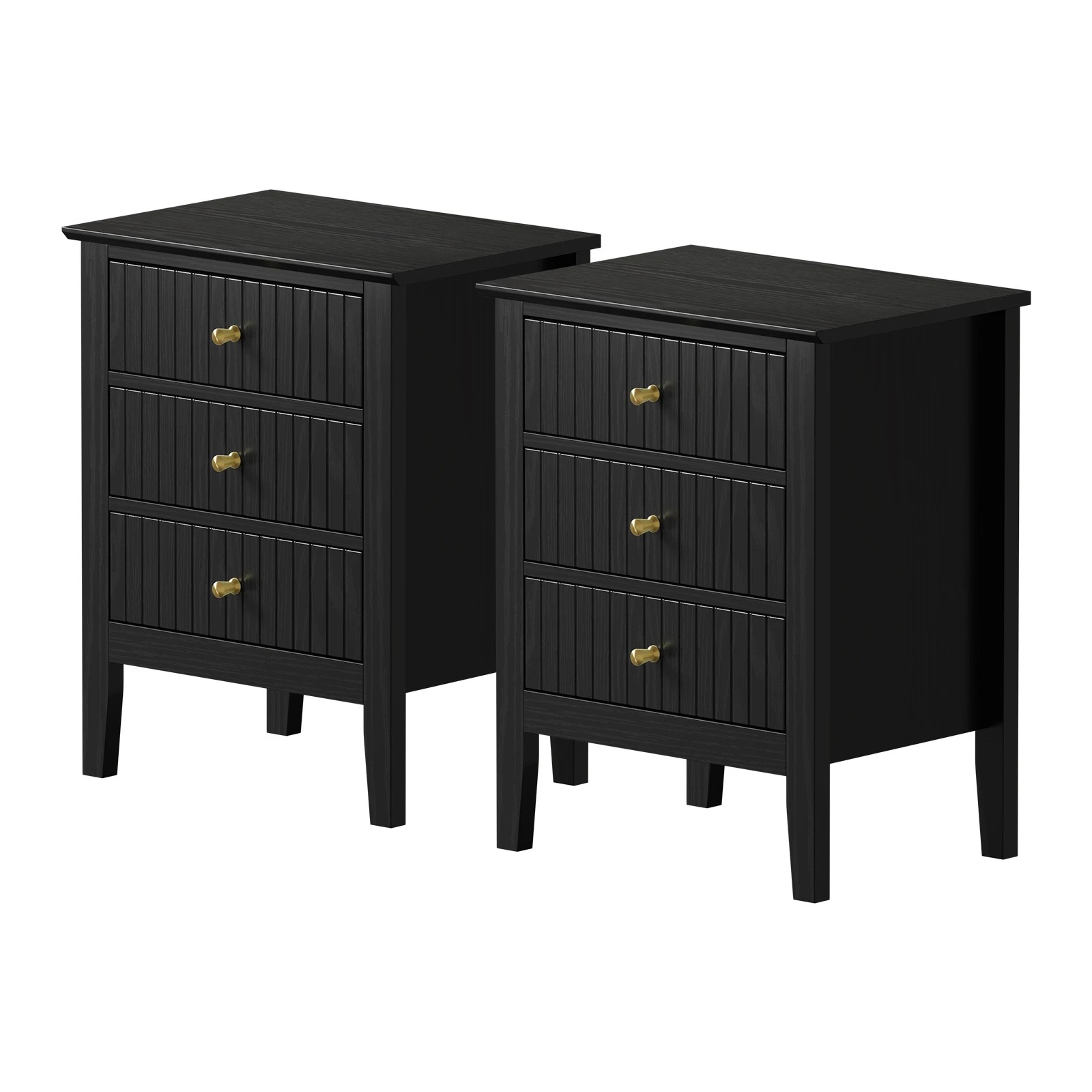 1 Oikiture Bedside Tables Set of 2 Side End Storage Furniture Nightstand - Black, 1 of 9