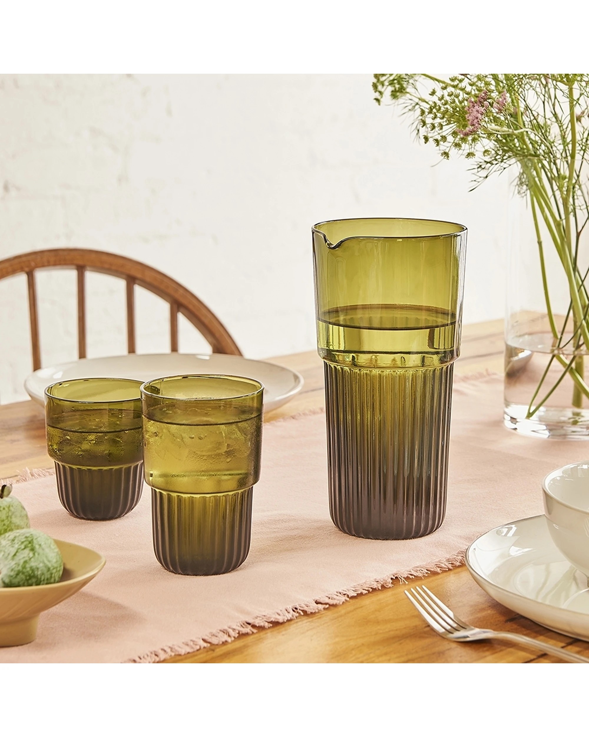 2 Ecology Soda Glass Callisto Carafe 1.4L Olive - Green, 2 of 4