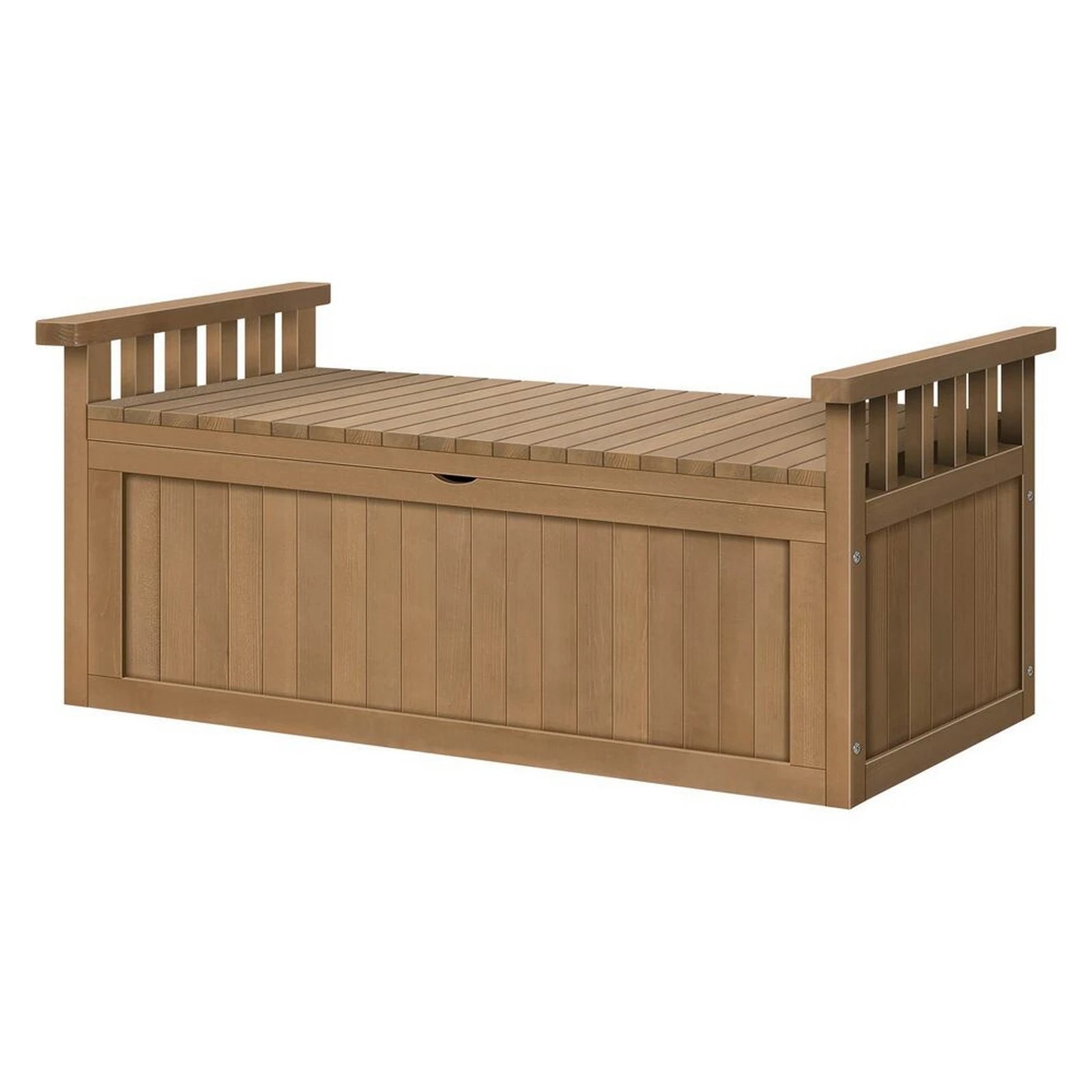 1 Alfordson Outdoor Storage Box Wooden Garden Bench Chest Tool Sheds XL - Natural, 1 of 9