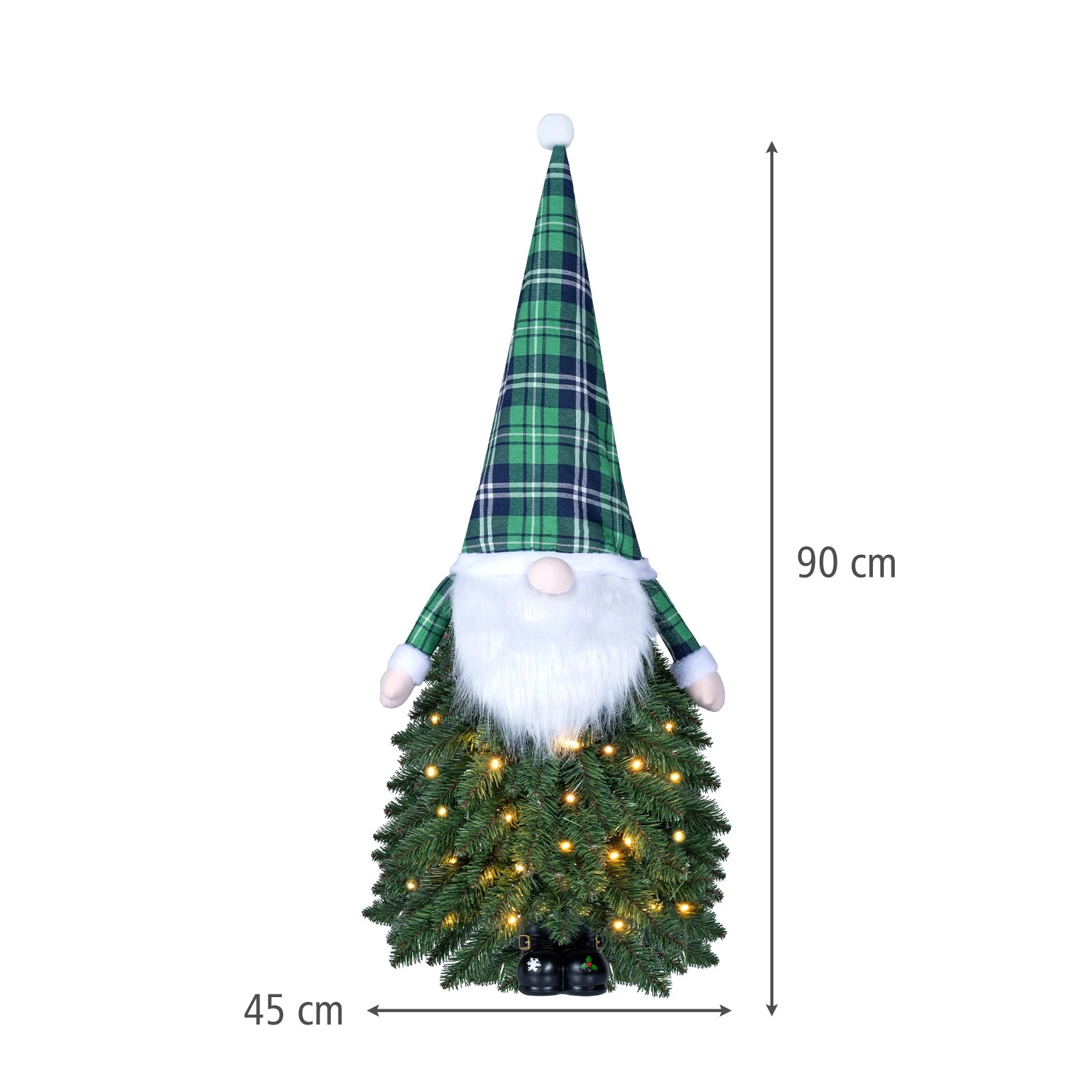 2 Costway 90cm Tabletop Christmas Tree w/Santa Figure Pre-Lit Mini Xmas Tree 8 Lighting Modes - Green, 2 of 5