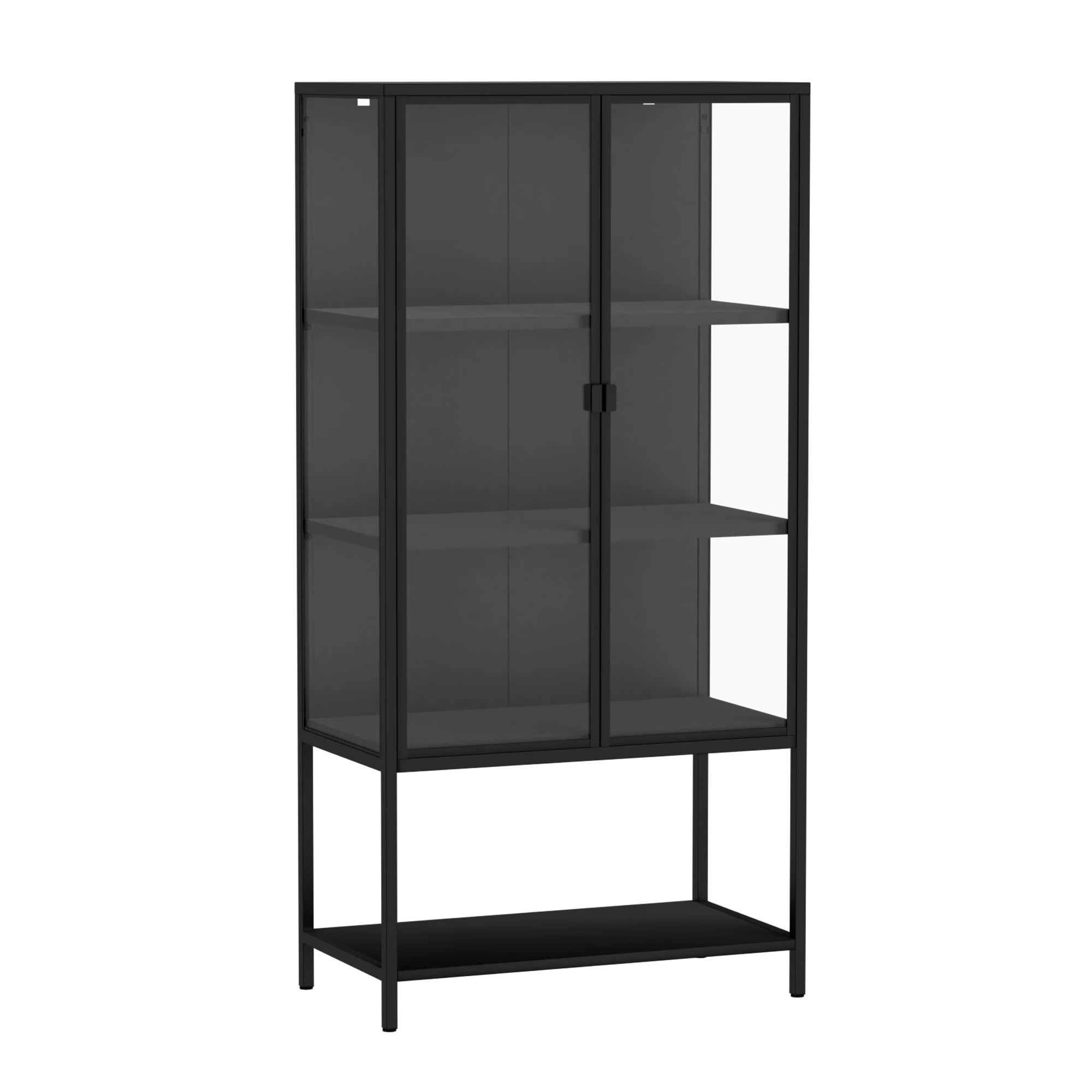1 Stacked Glass Display Cabinet 4-Tier Doubel Doors - Black, 1 of 9